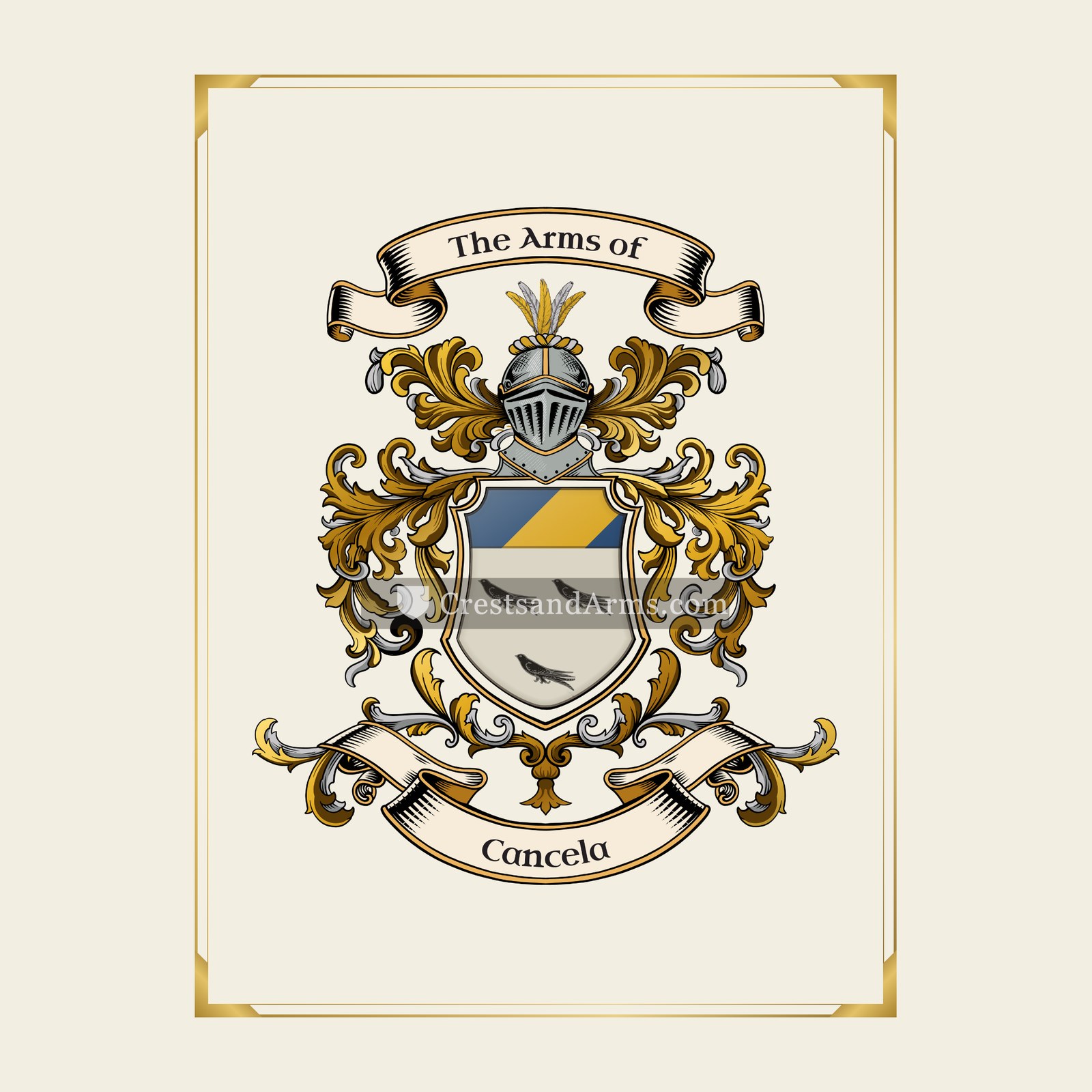 With gold border