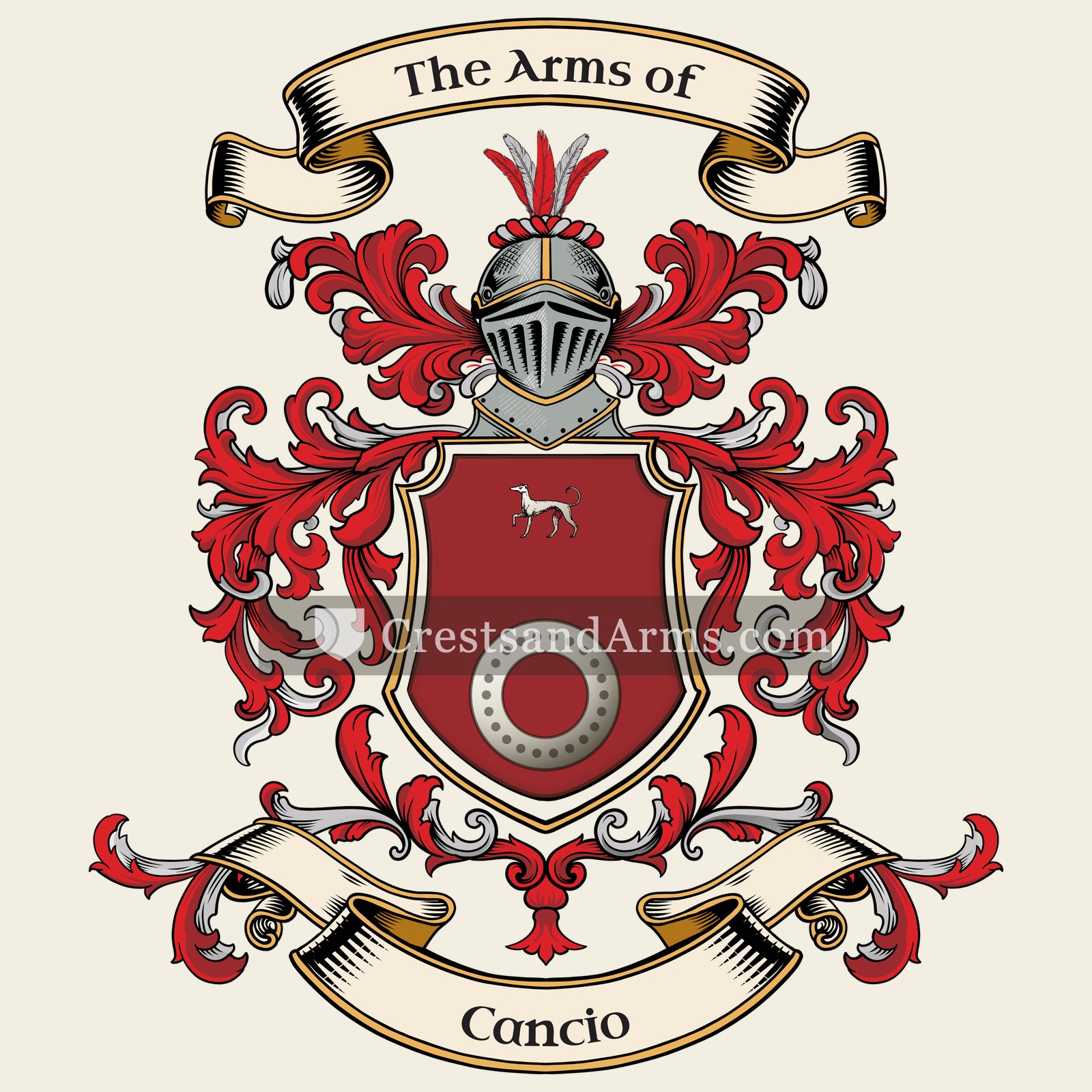 The Cancio coat of arms, drawn from the recorded blazon