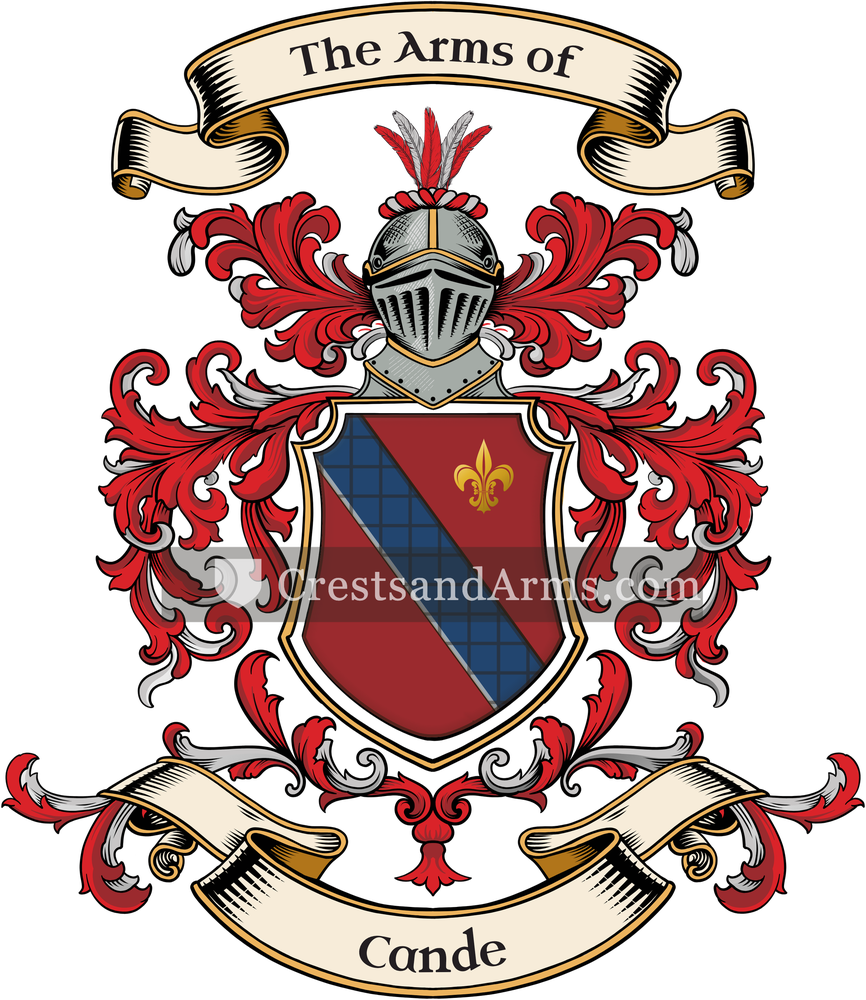 The Cande coat of arms, drawn from the recorded blazon