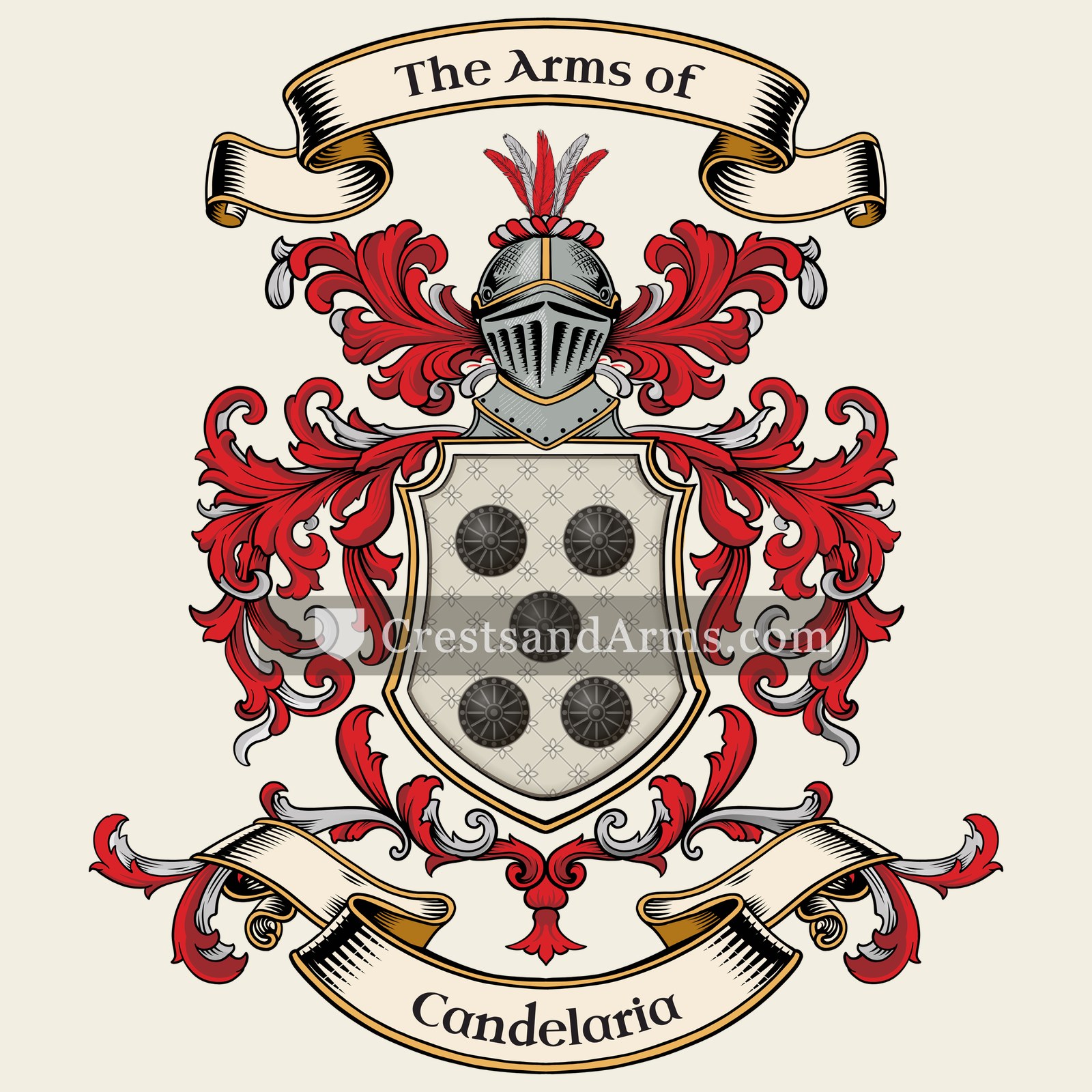 The Candelaria coat of arms, drawn from the recorded blazon