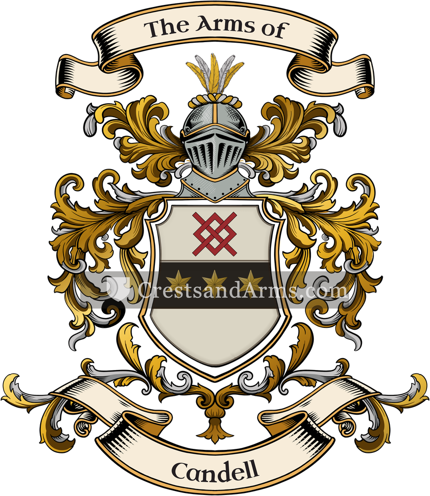 The Candell coat of arms, drawn from the recorded blazon