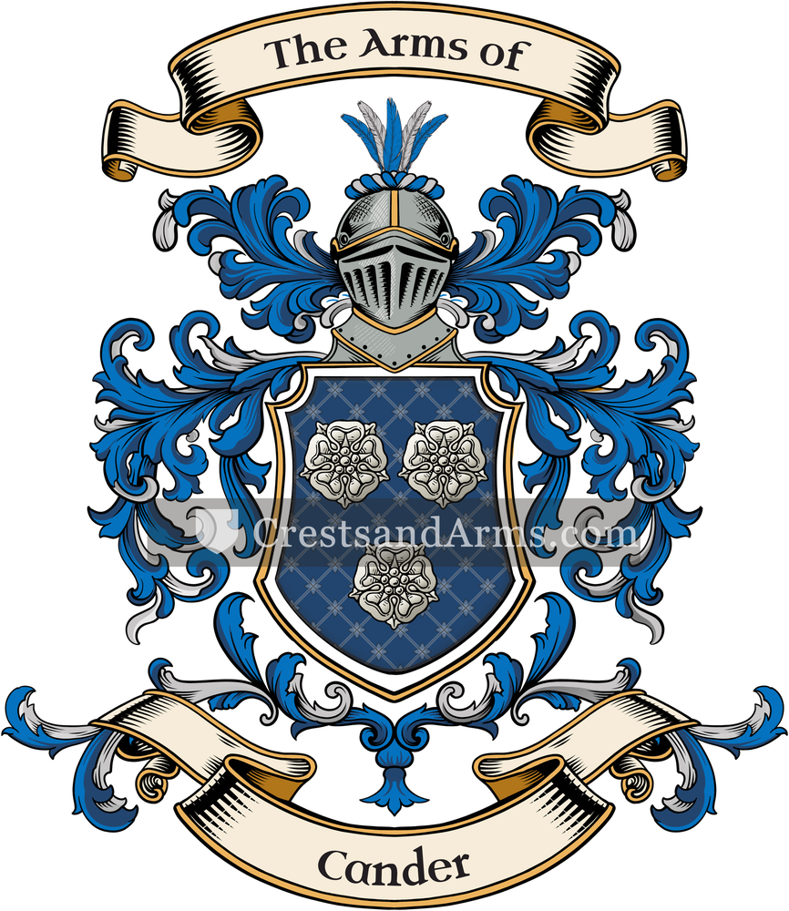 The Cander coat of arms, drawn from the recorded blazon