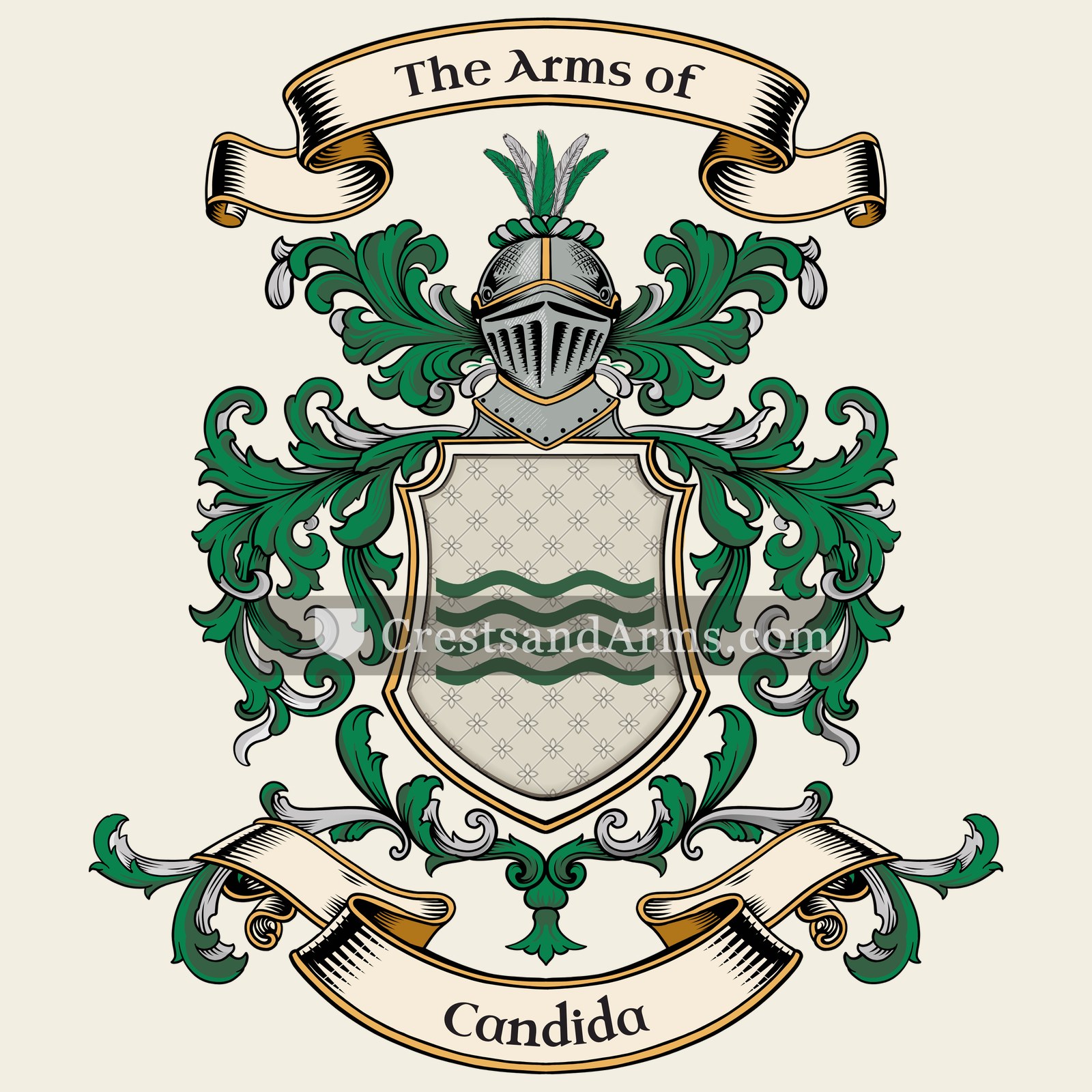 The Candida coat of arms, drawn from the recorded blazon