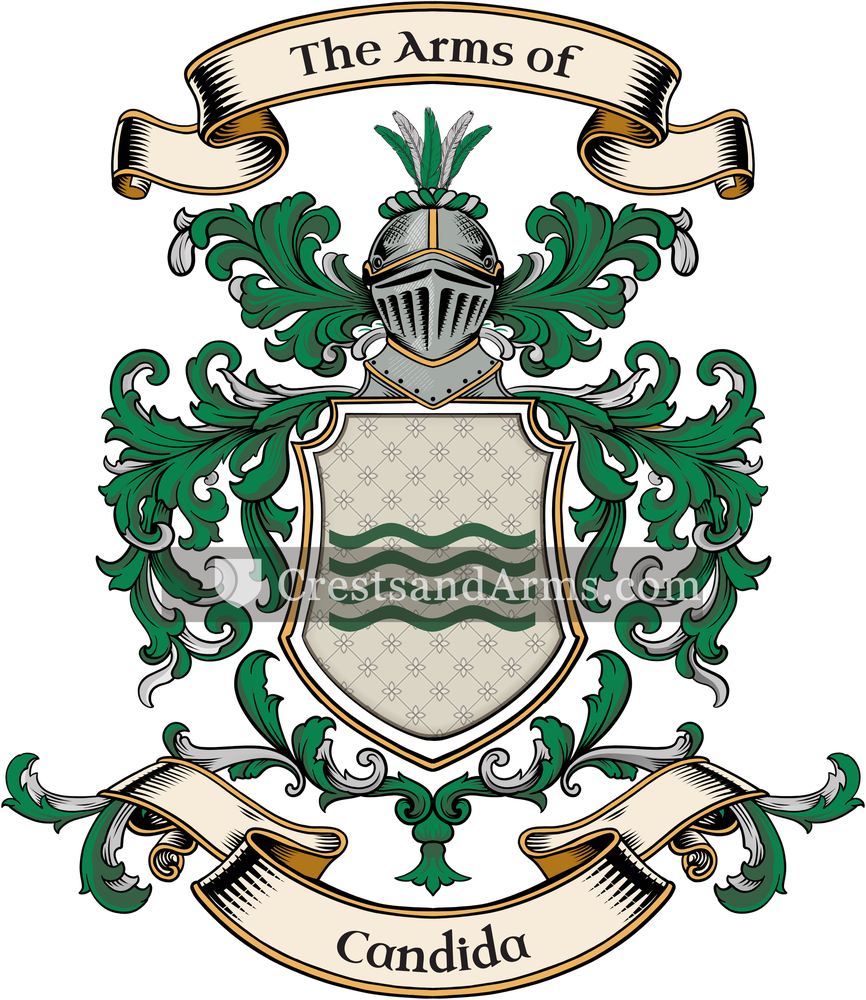 The Candida coat of arms, drawn from the recorded blazon