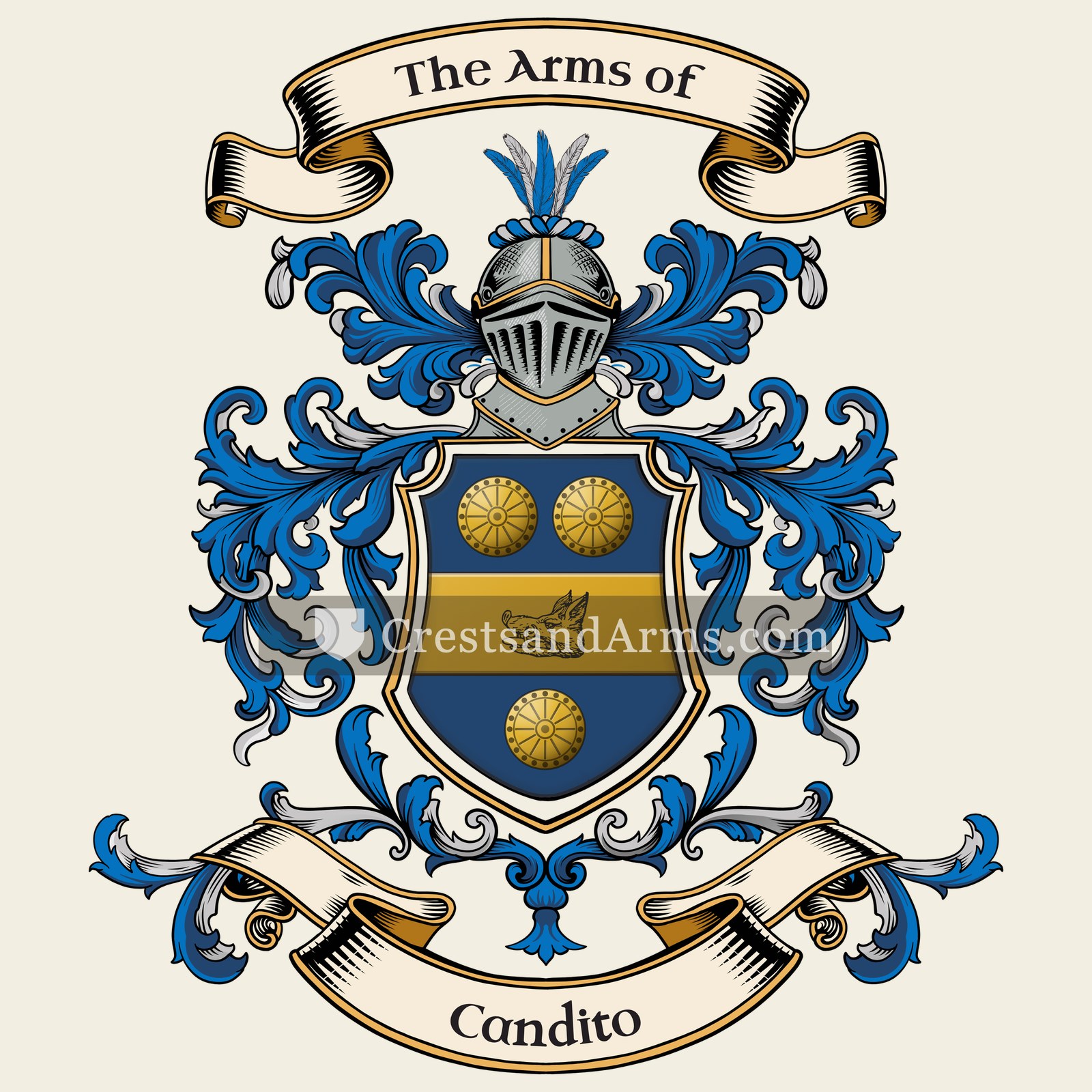 The Candito coat of arms, drawn from the recorded blazon