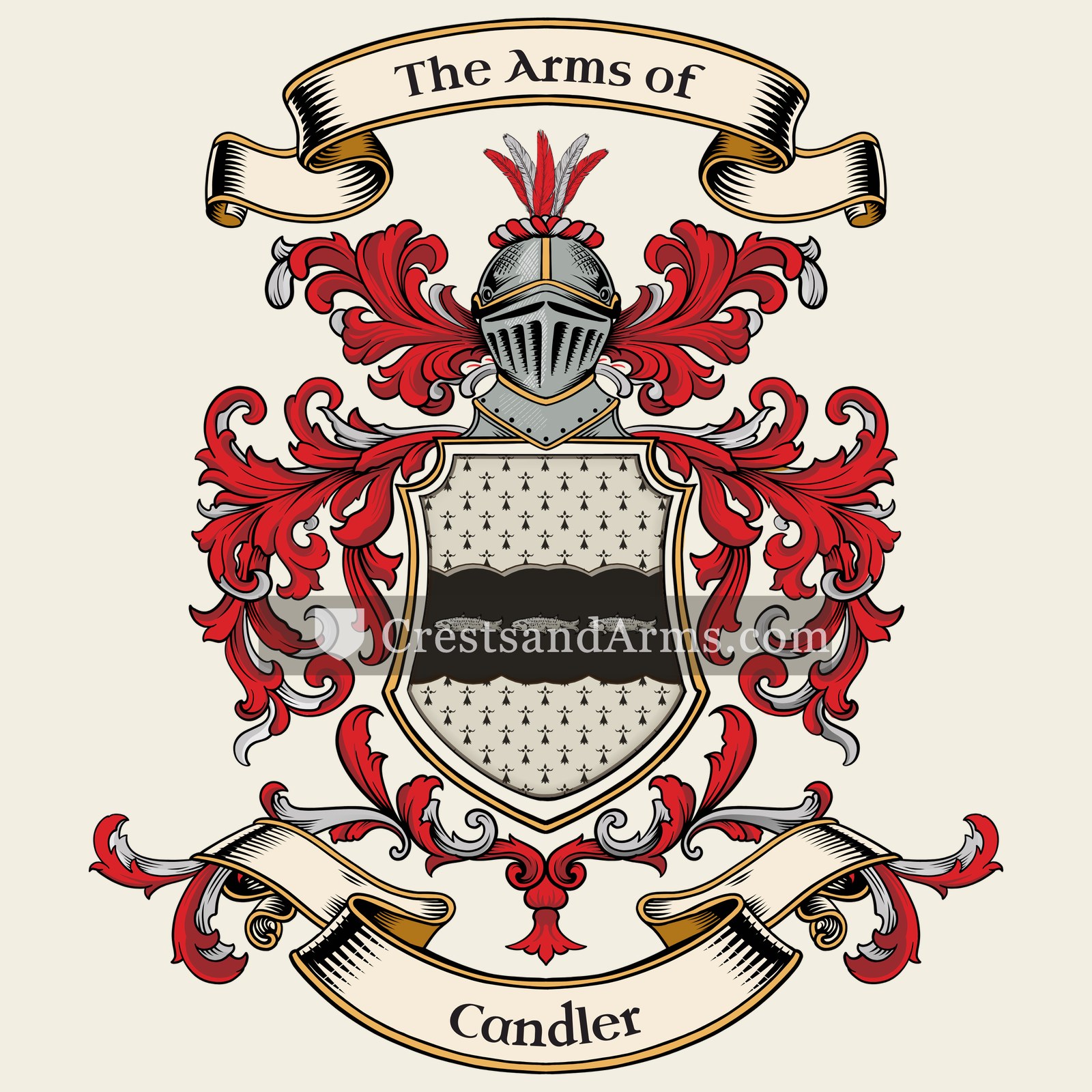 The Candler coat of arms, drawn from the recorded blazon