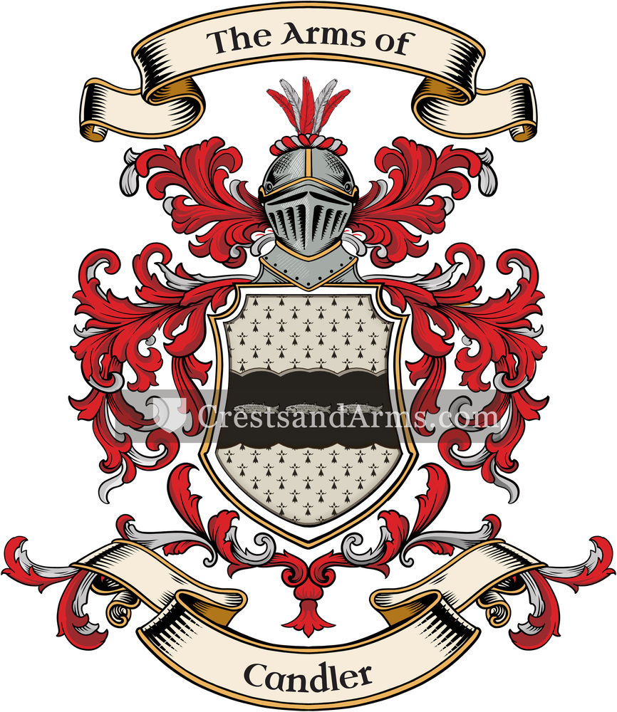 The Candler coat of arms, drawn from the recorded blazon