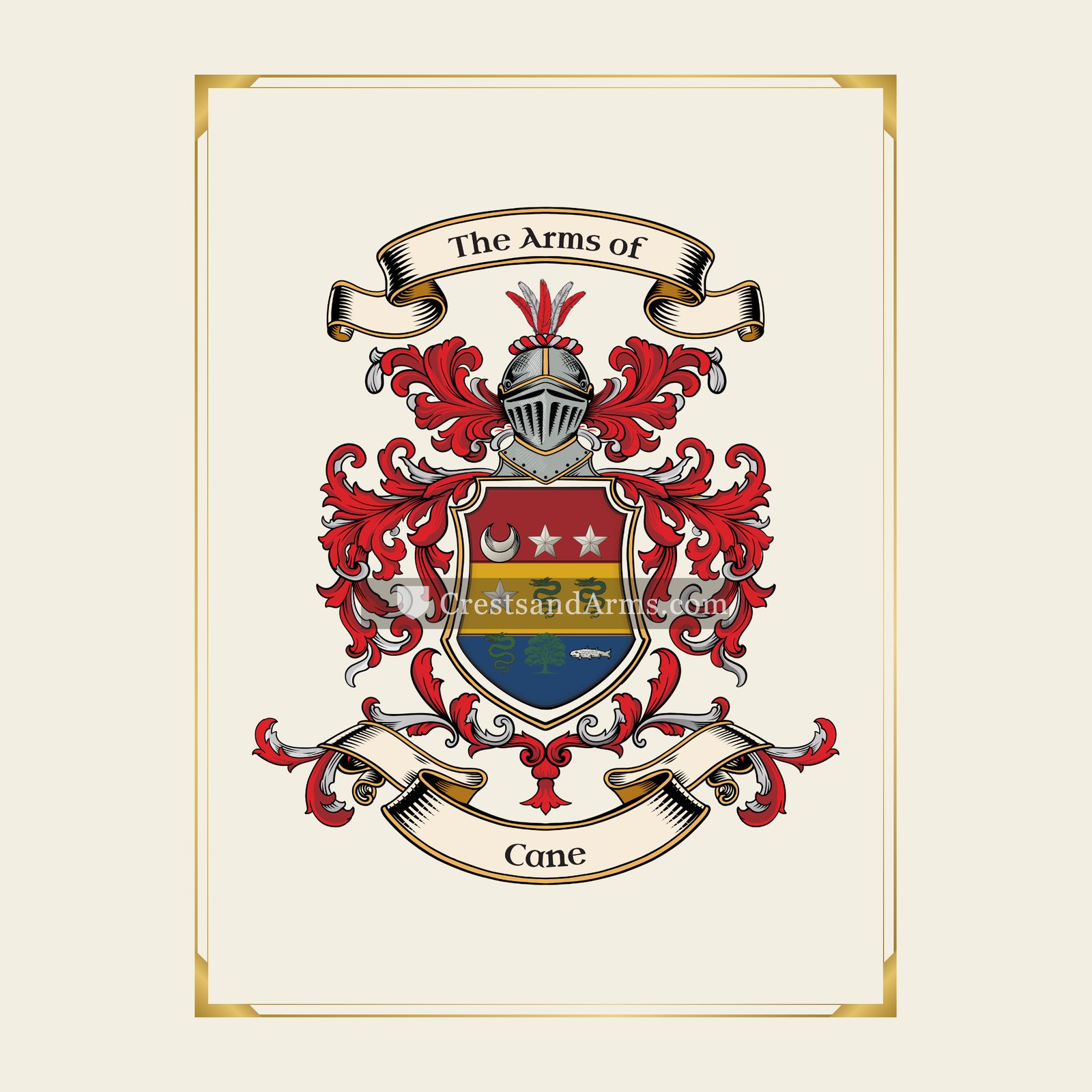 With gold border