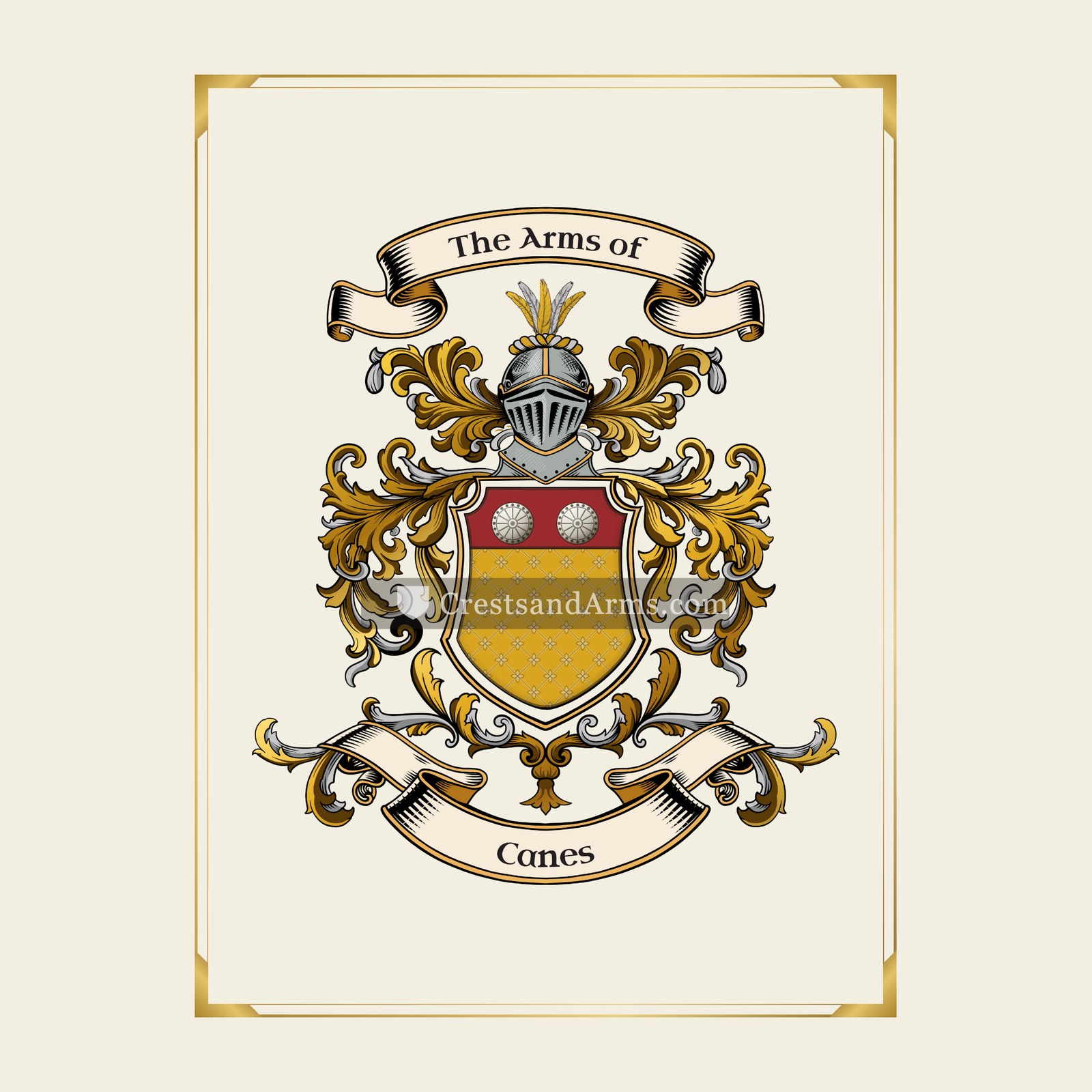 With gold border