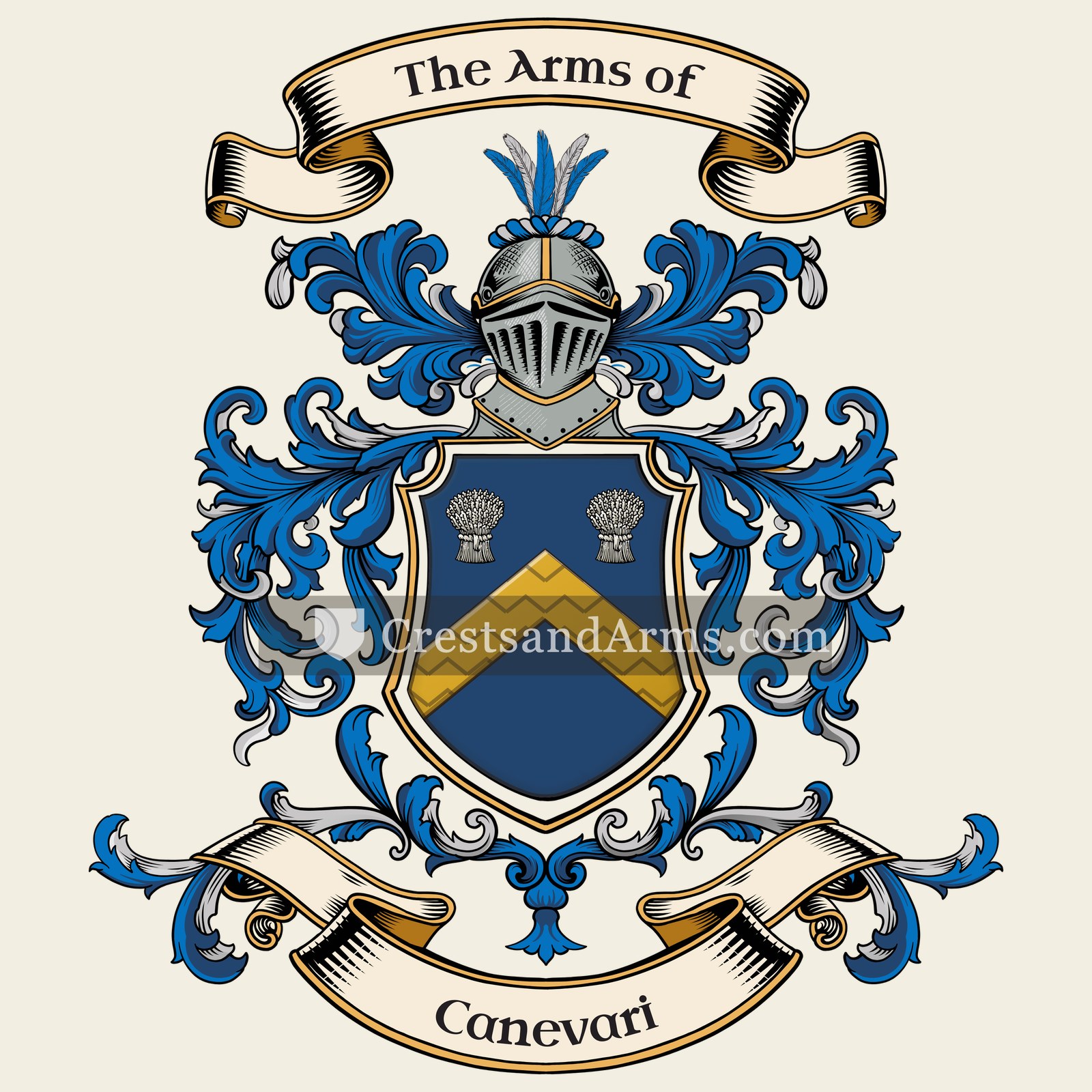 The Canevari coat of arms, drawn from the recorded blazon