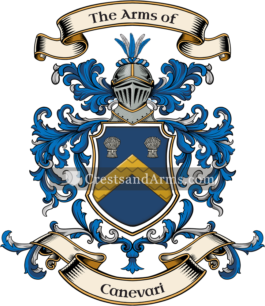 The Canevari coat of arms, drawn from the recorded blazon