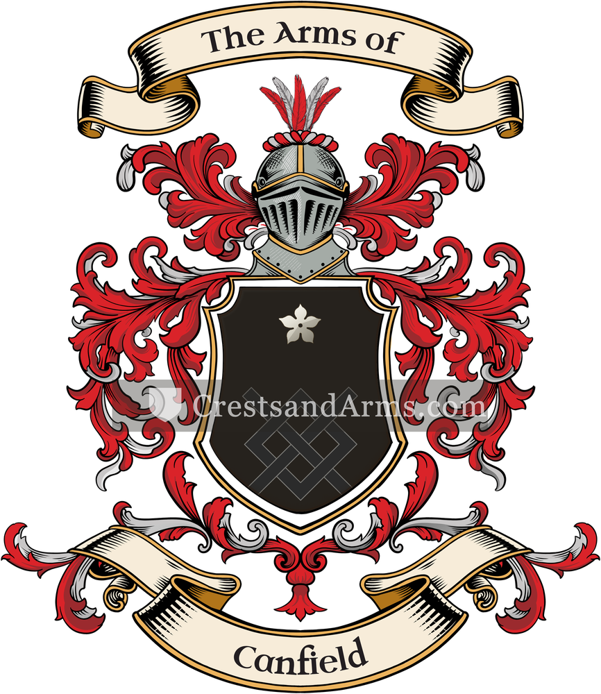 The Canfield coat of arms, drawn from the recorded blazon