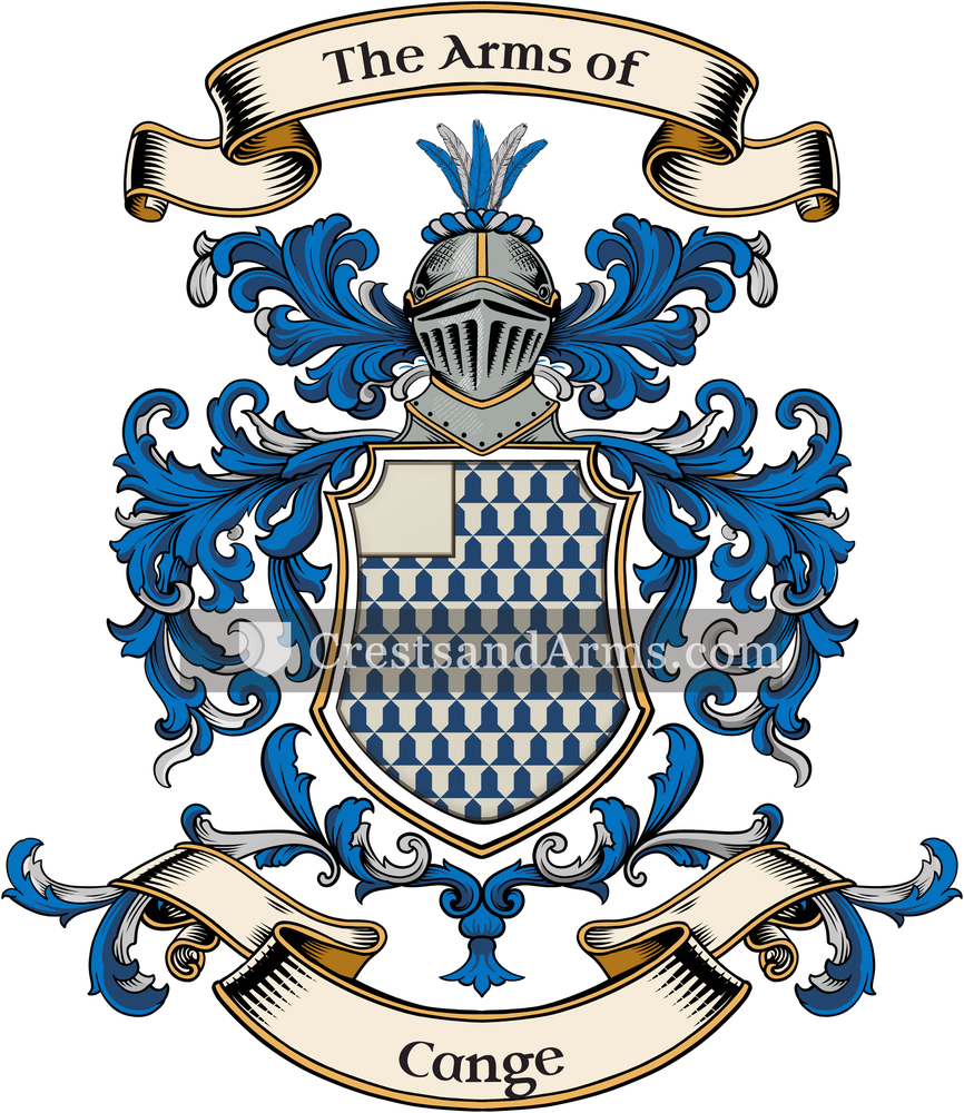 The Cange coat of arms, drawn from the recorded blazon