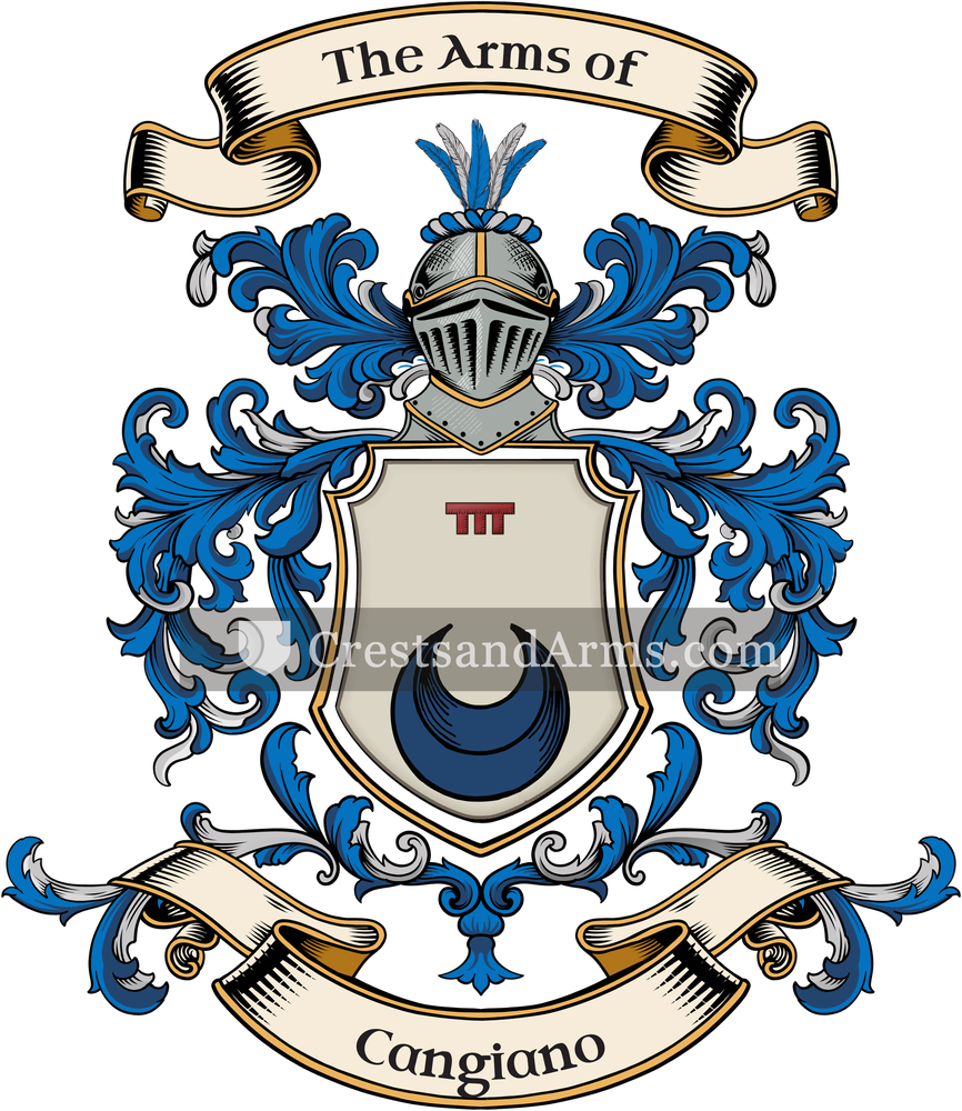 The Cangiano coat of arms, drawn from the recorded blazon