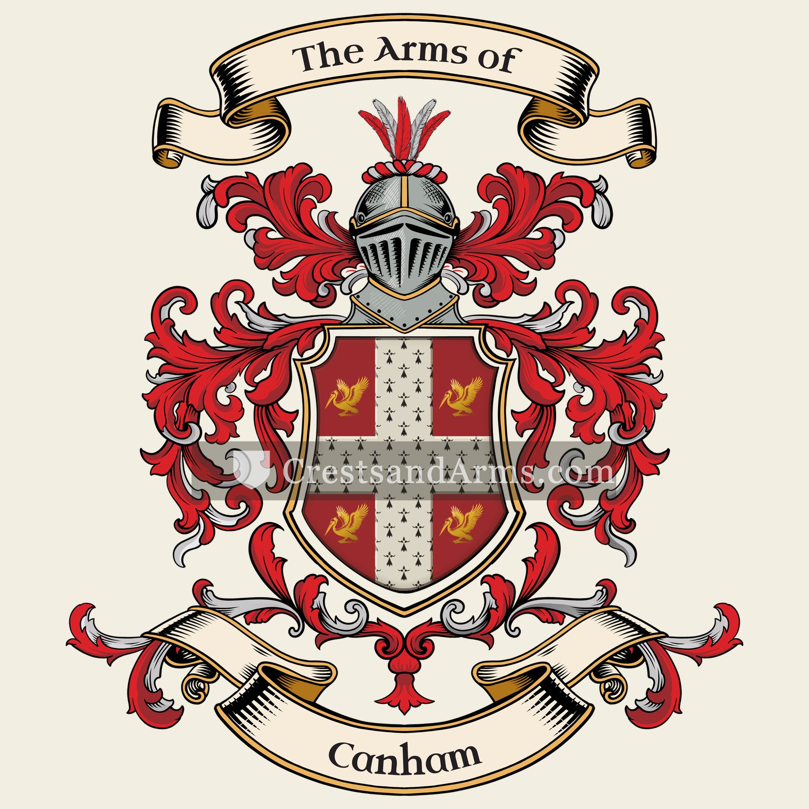 The Canham coat of arms, drawn from the recorded blazon