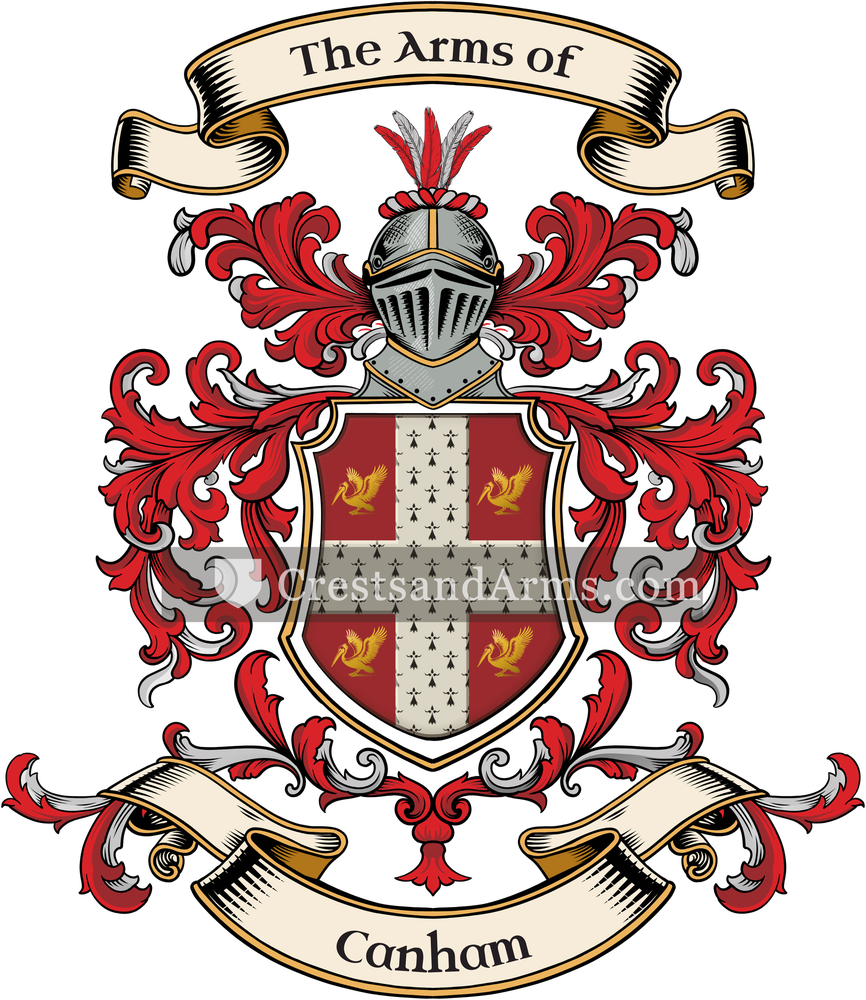 The Canham coat of arms, drawn from the recorded blazon