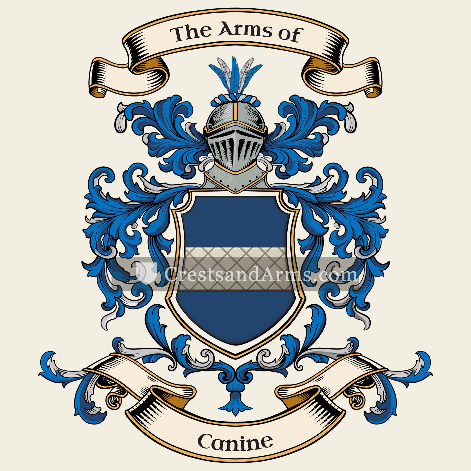 The Canine coat of arms, drawn from the recorded blazon
