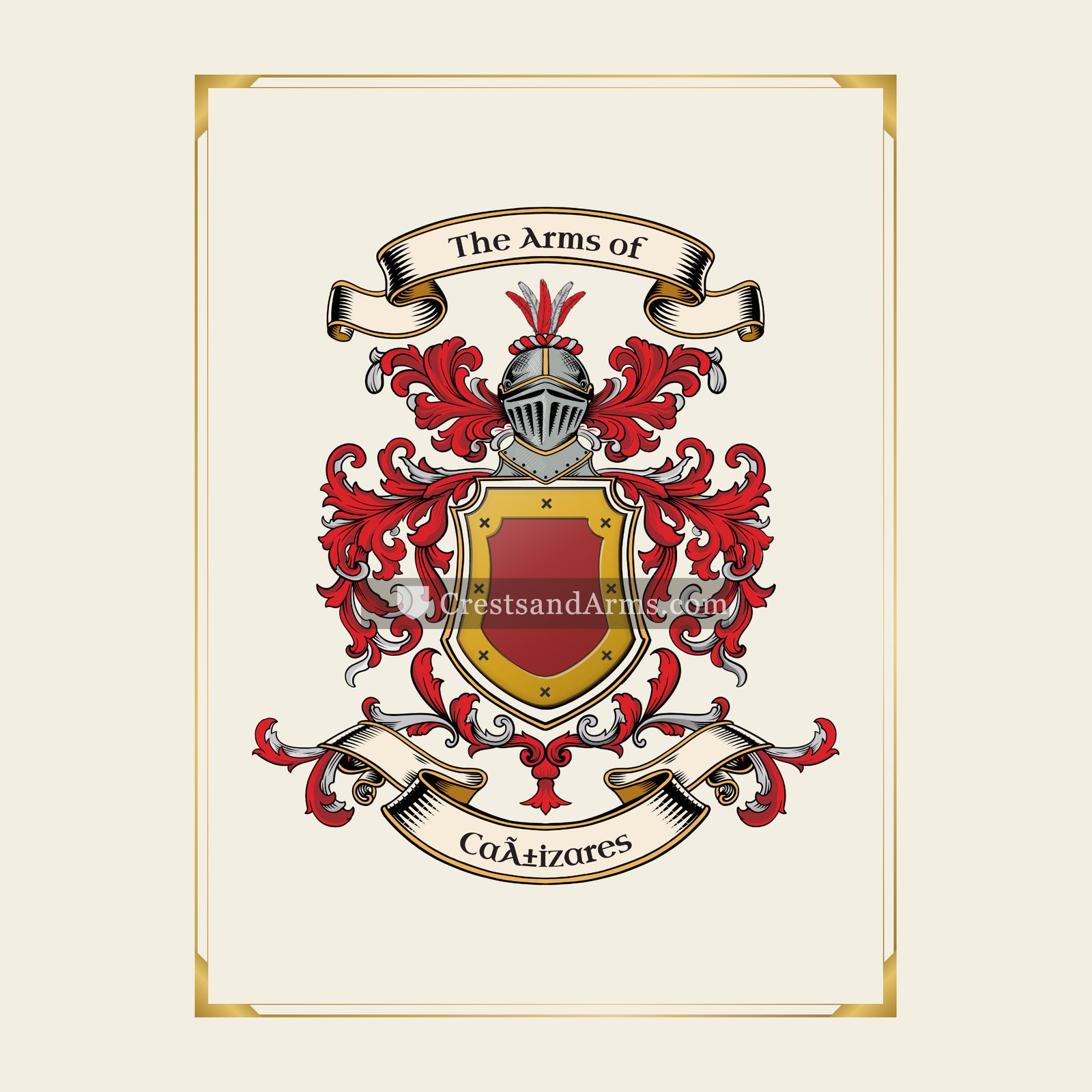 With gold border