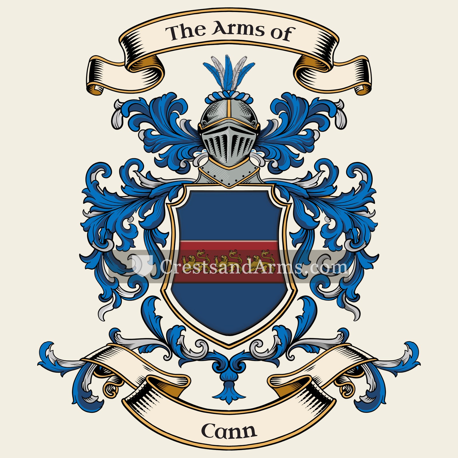 The Cann coat of arms, drawn from the recorded blazon