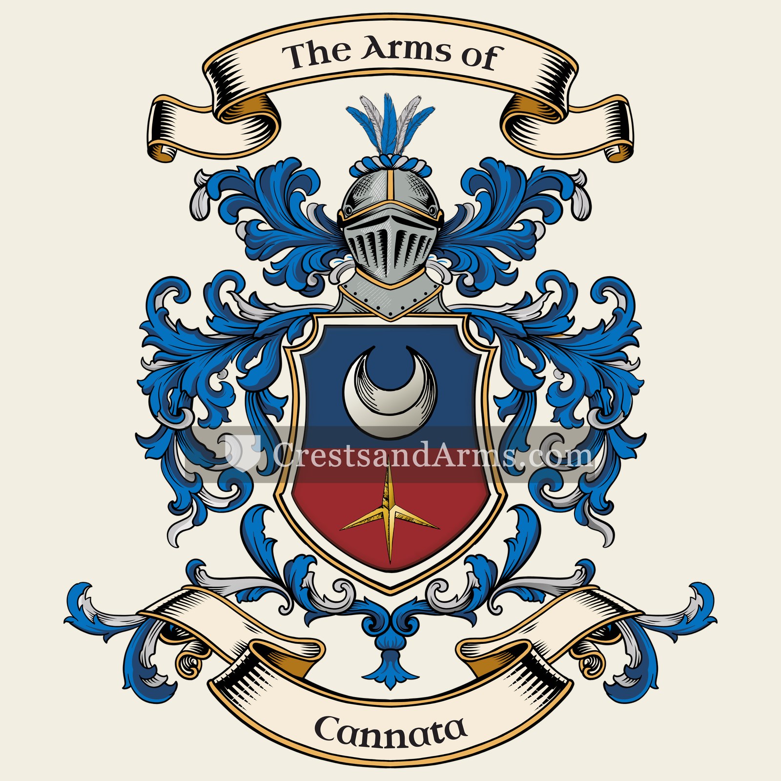 The Cannata coat of arms, drawn from the recorded blazon