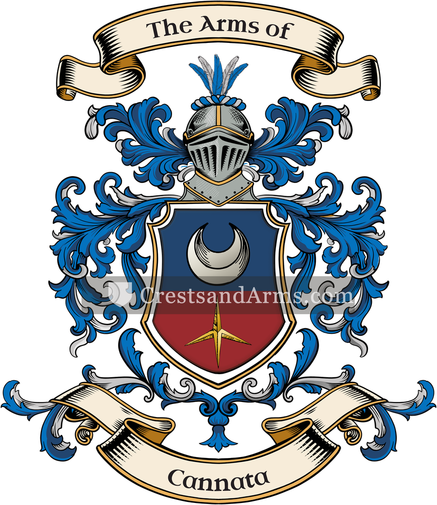 The Cannata coat of arms, drawn from the recorded blazon