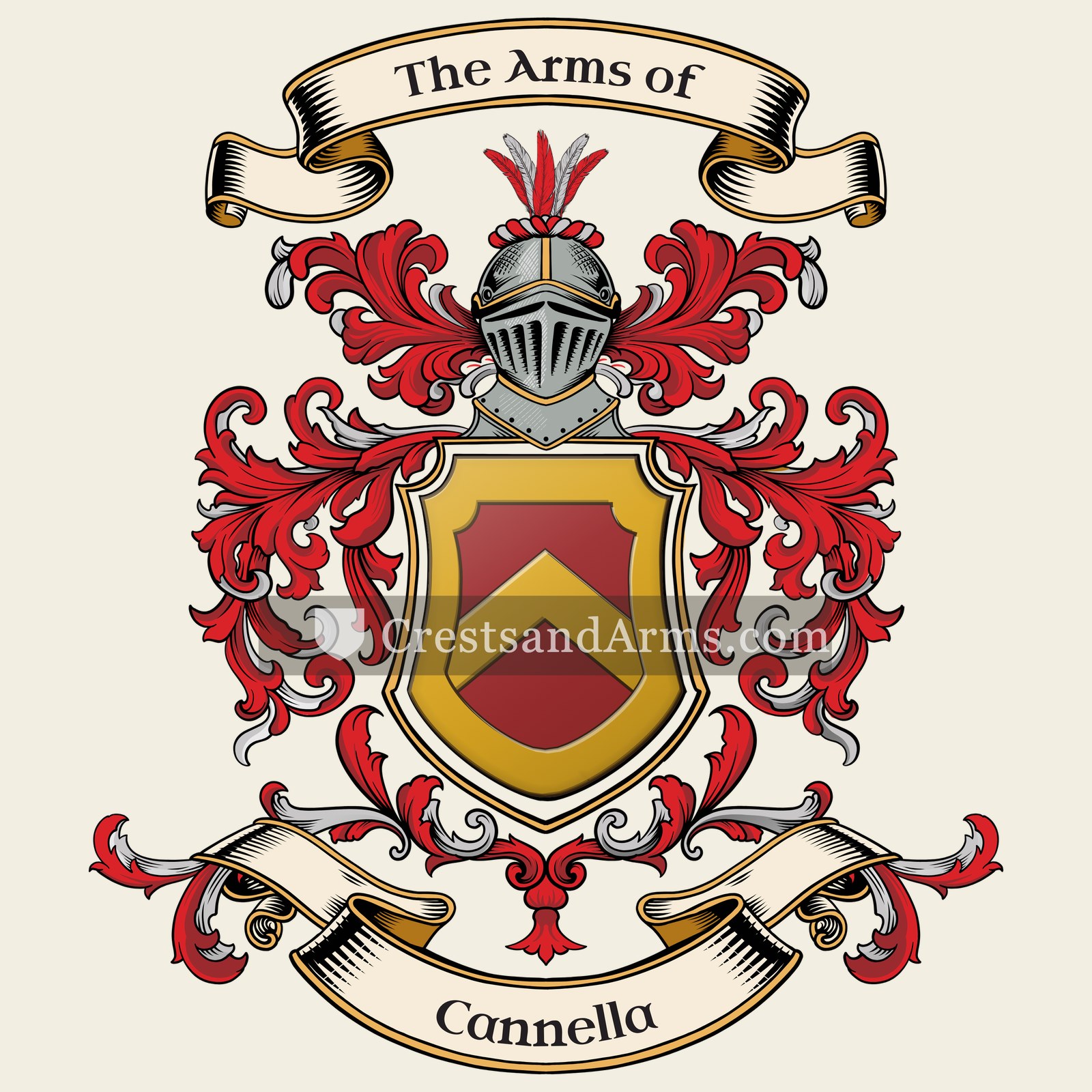 The Cannella coat of arms, drawn from the recorded blazon