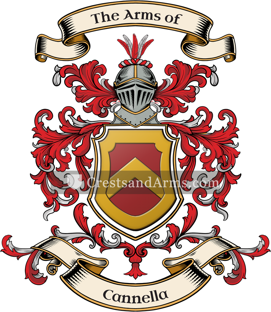 The Cannella coat of arms, drawn from the recorded blazon