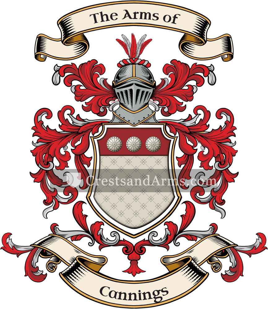The Cannings coat of arms, drawn from the recorded blazon