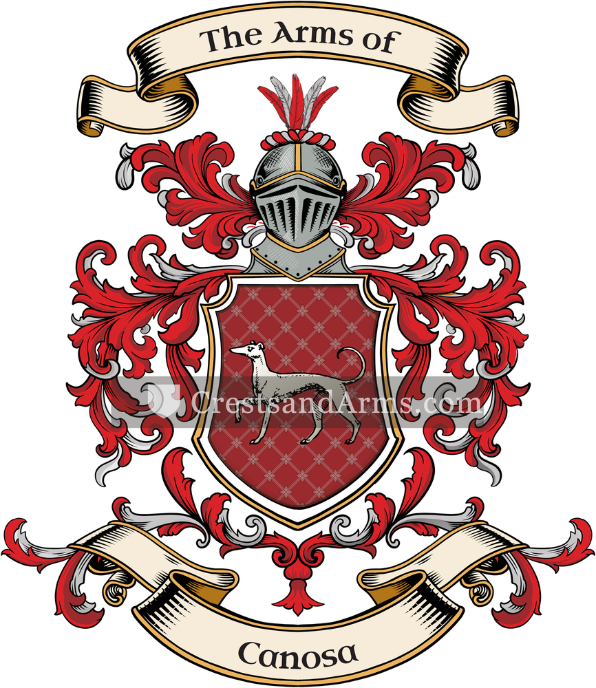 The Canosa coat of arms, drawn from the recorded blazon