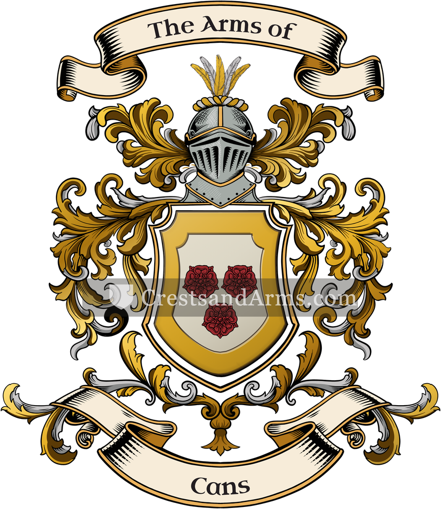 The Cans coat of arms, drawn from the recorded blazon