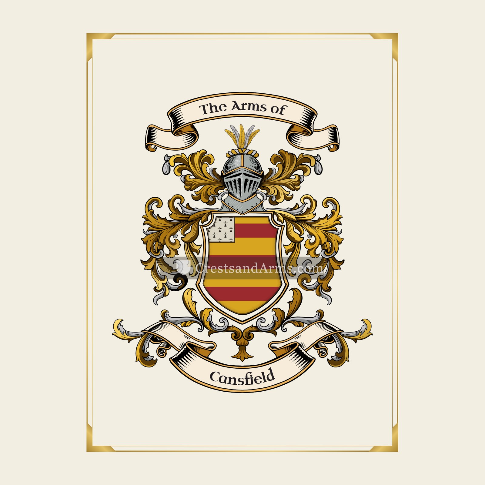 With gold border