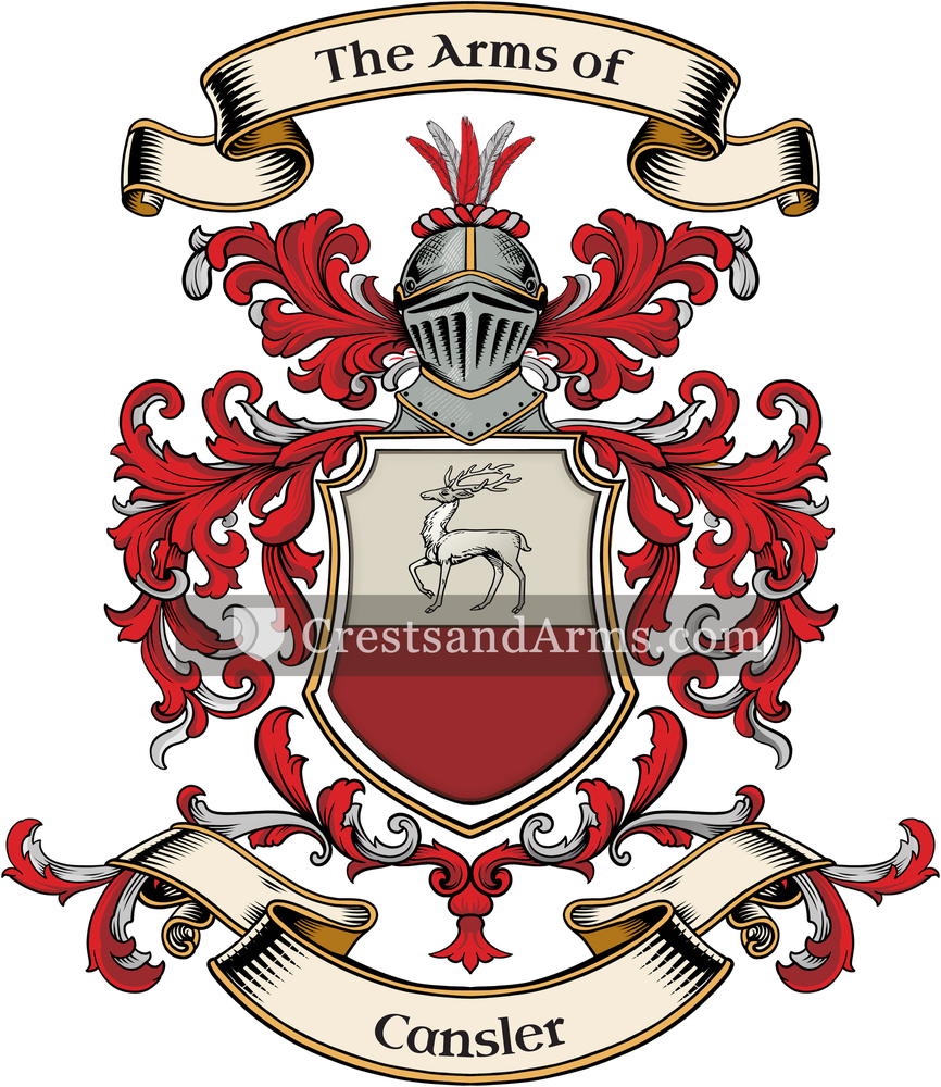 The Cansler coat of arms, drawn from the recorded blazon