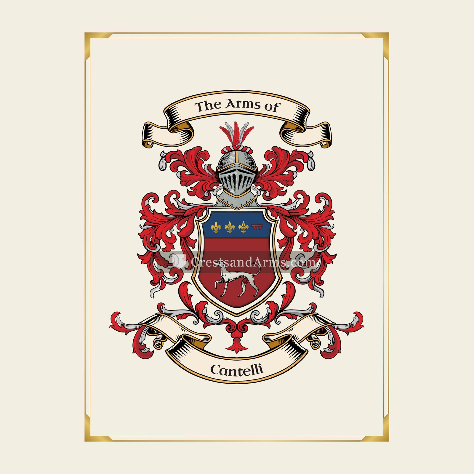 With gold border
