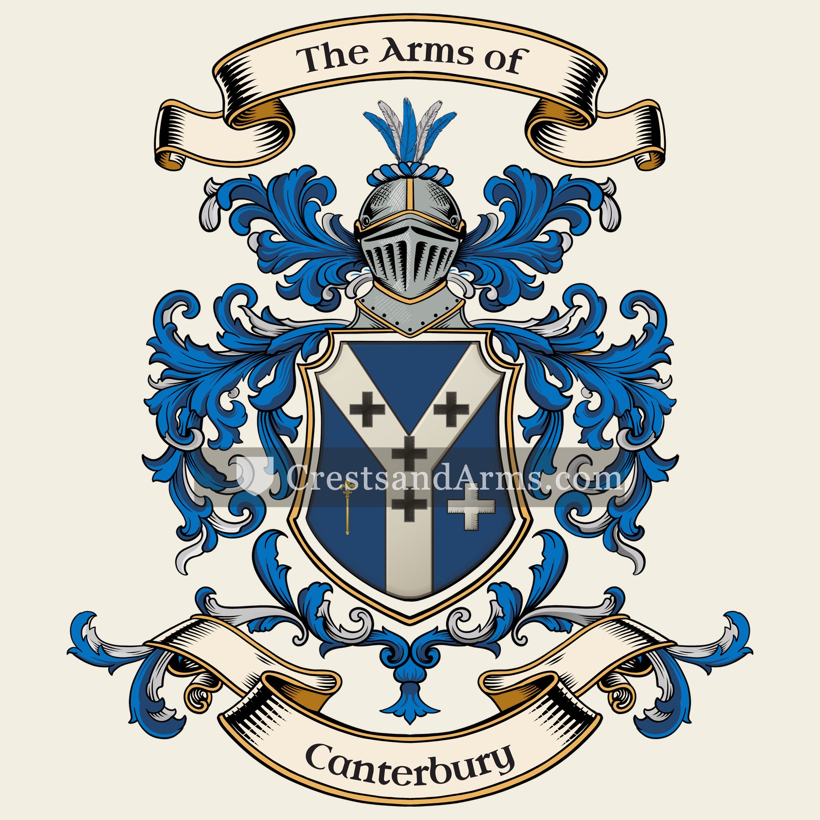 The Canterbury coat of arms, drawn from the recorded blazon