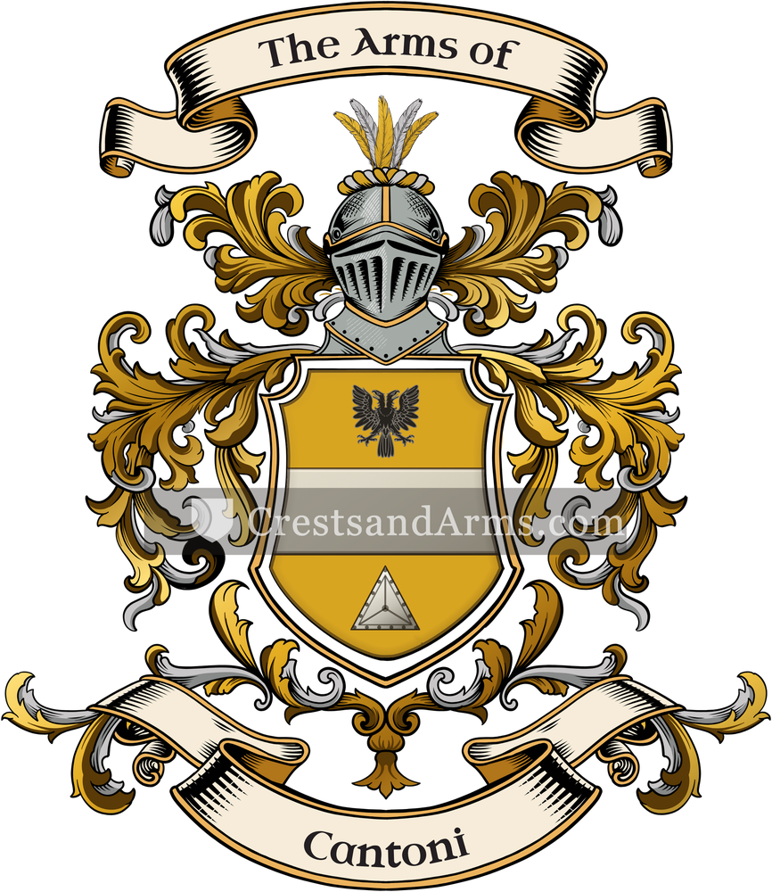 The Cantoni coat of arms, drawn from the recorded blazon