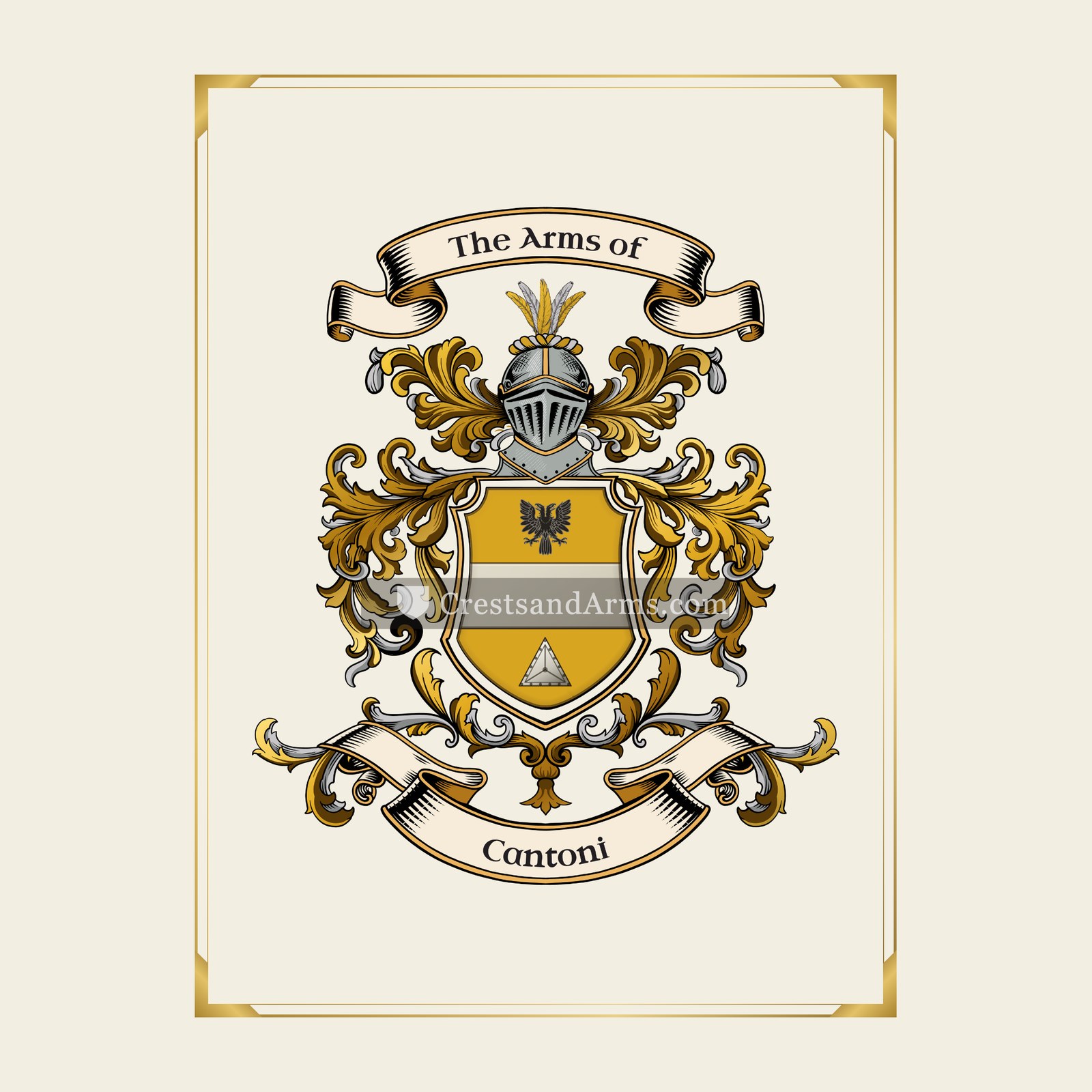 With gold border