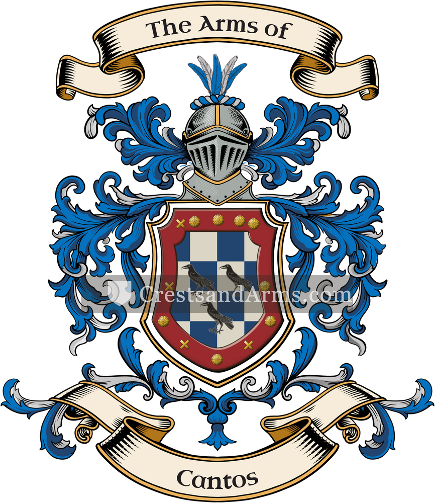 The Cantos coat of arms, drawn from the recorded blazon
