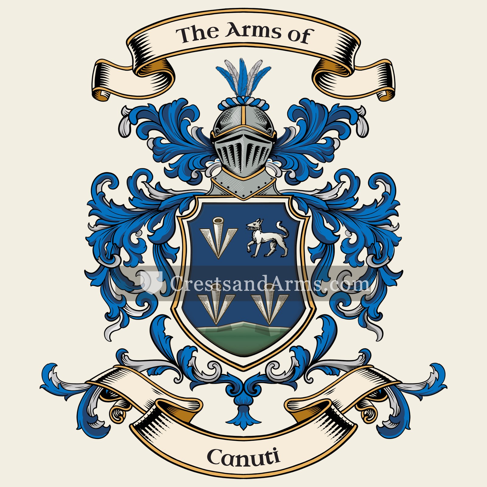The Canuti coat of arms, drawn from the recorded blazon