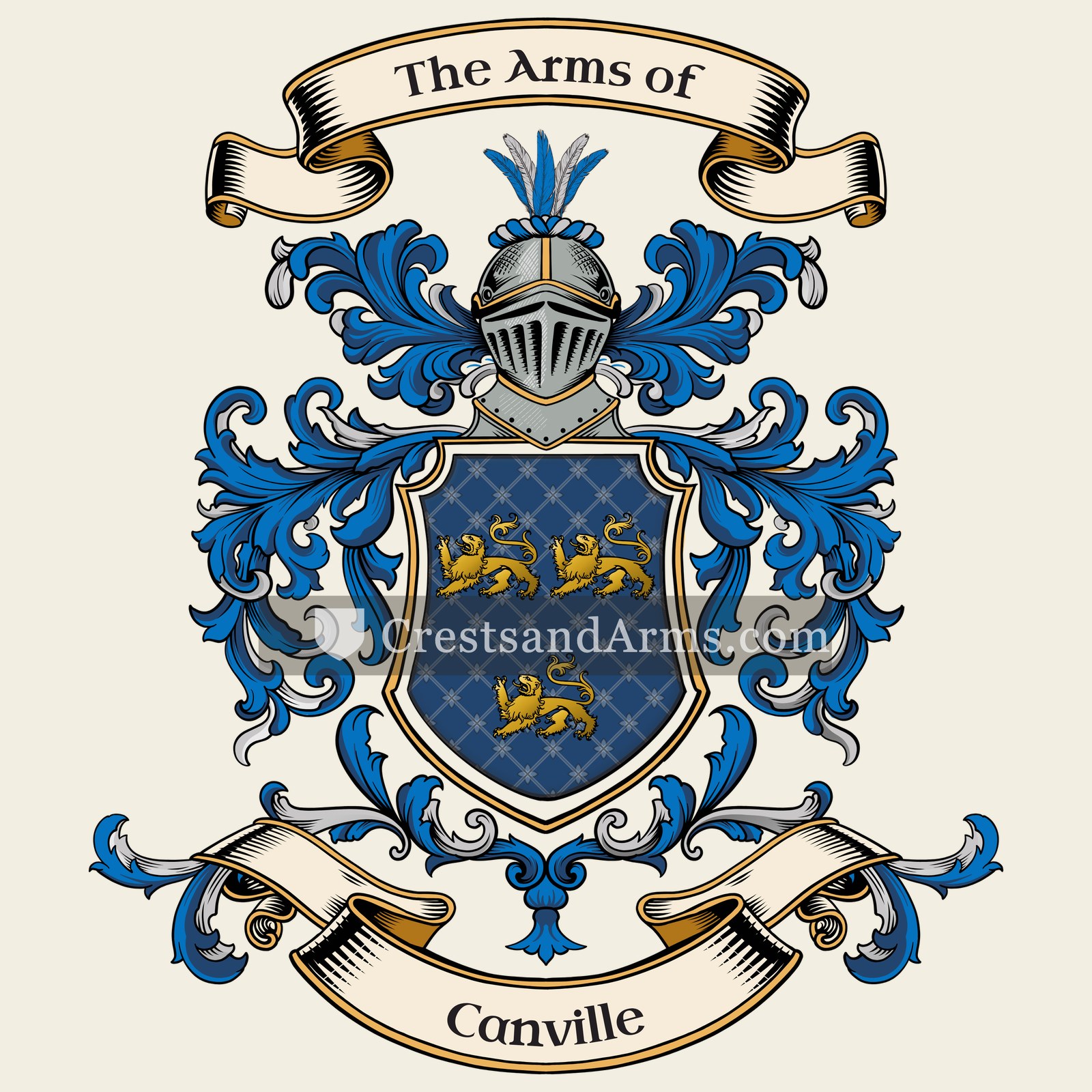 The Canville coat of arms, drawn from the recorded blazon