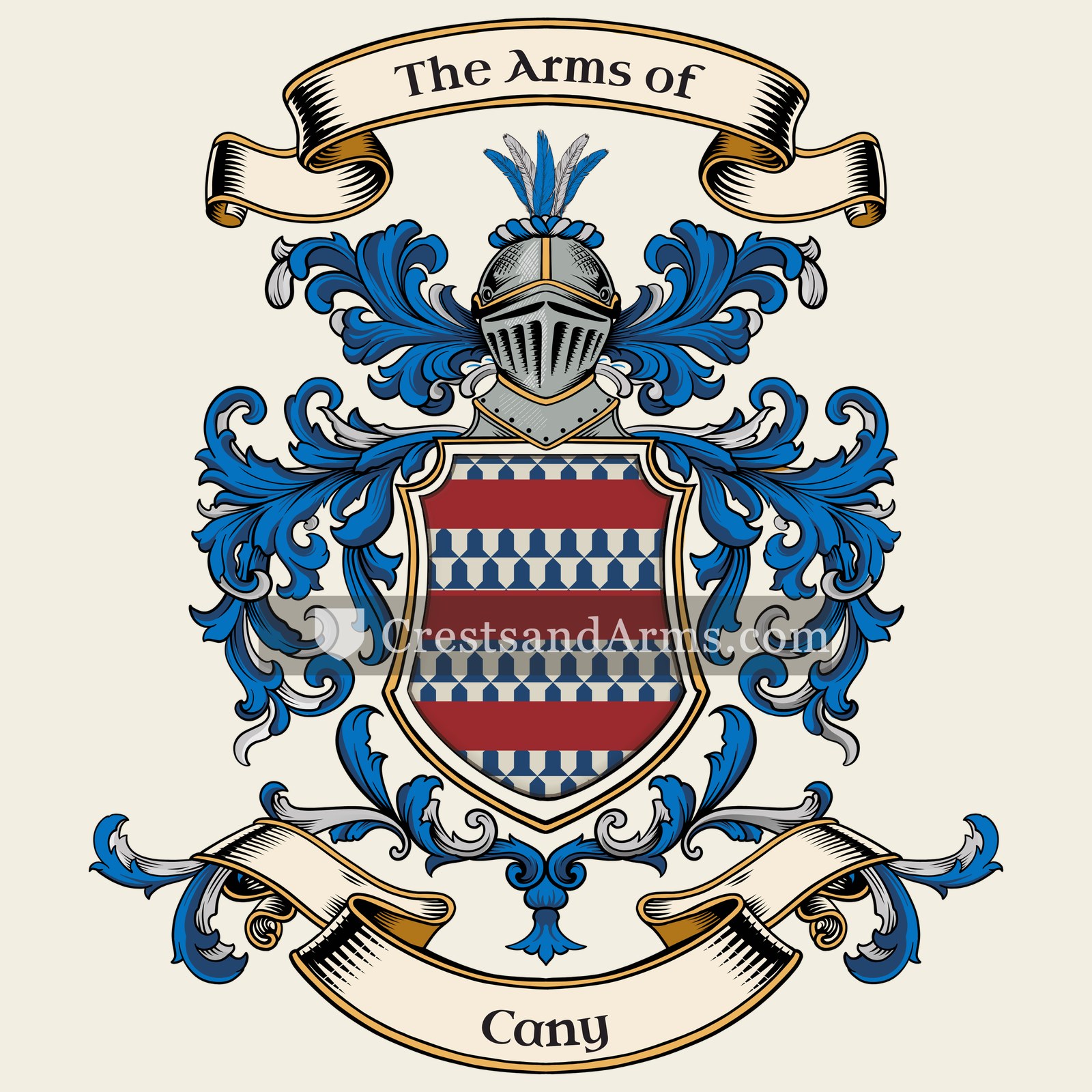The Cany coat of arms, drawn from the recorded blazon