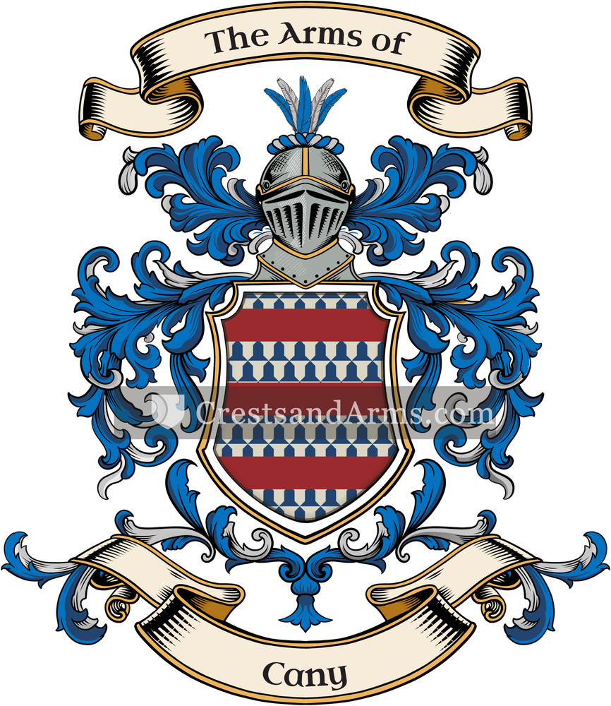 The Cany coat of arms, drawn from the recorded blazon