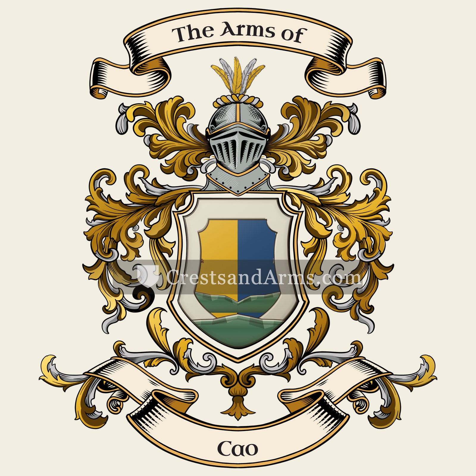 The Cao coat of arms, drawn from the recorded blazon