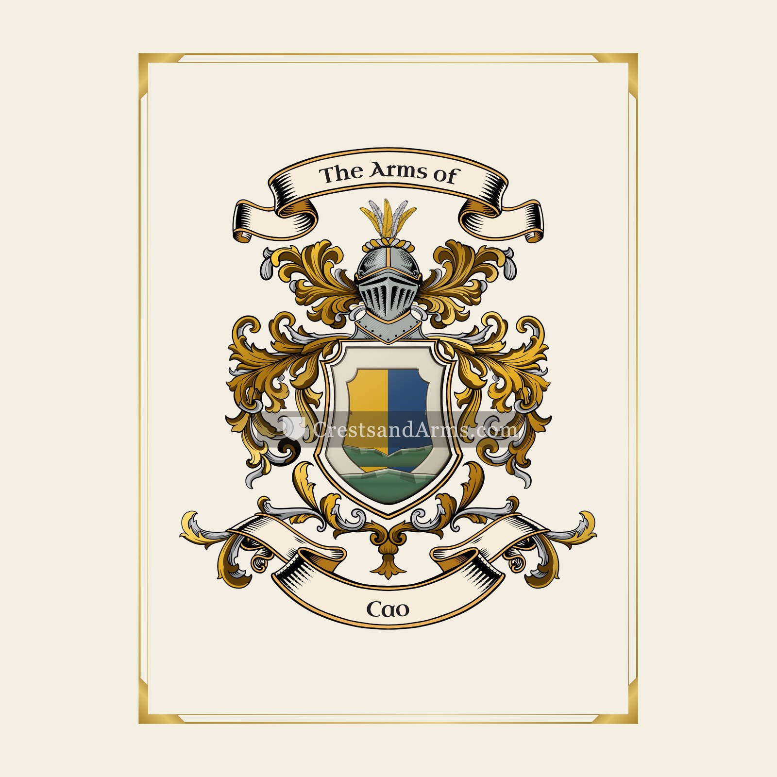 With gold border