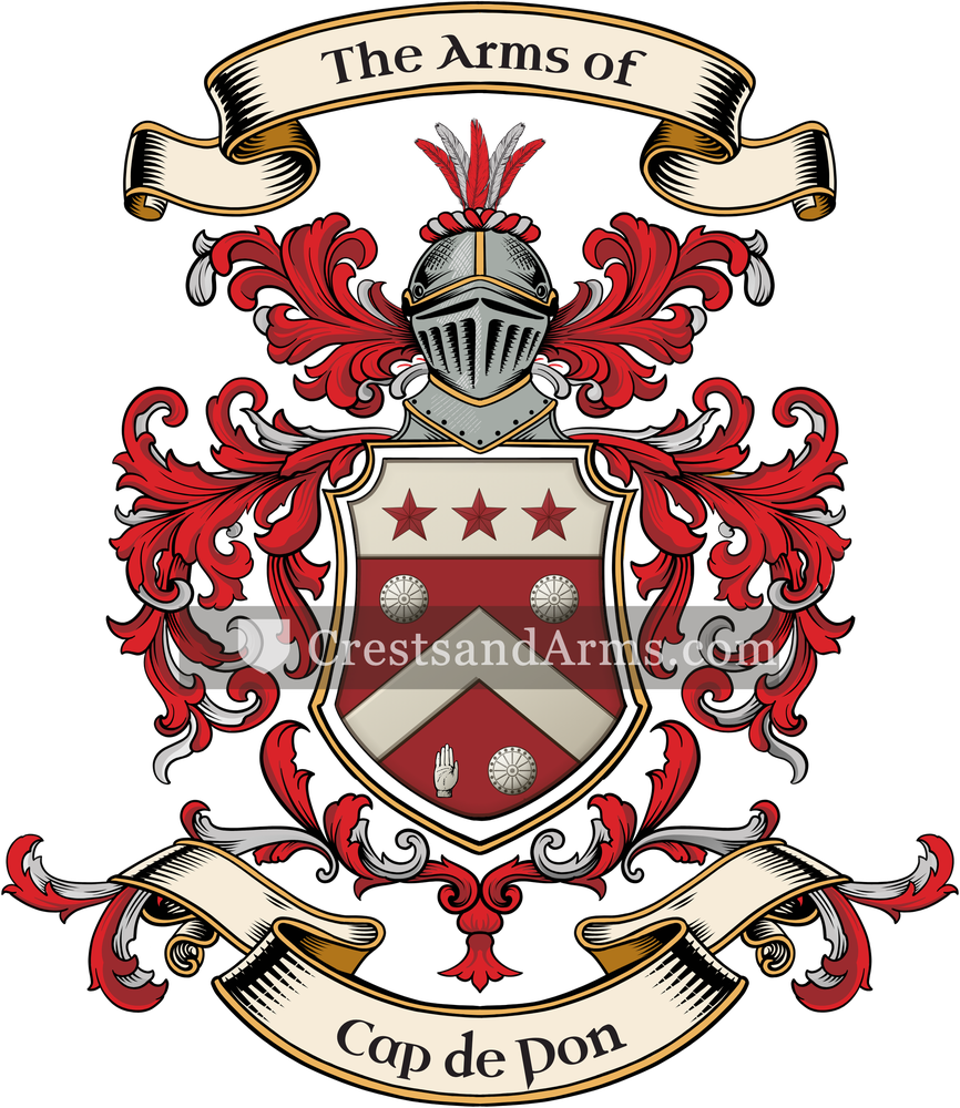 The Cap de Pon coat of arms, drawn from the recorded blazon