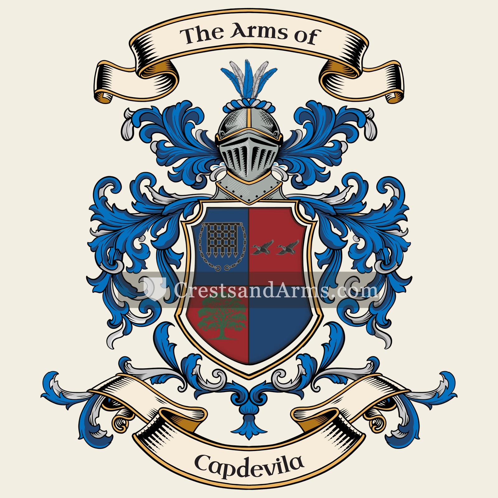 The Capdevila coat of arms, drawn from the recorded blazon