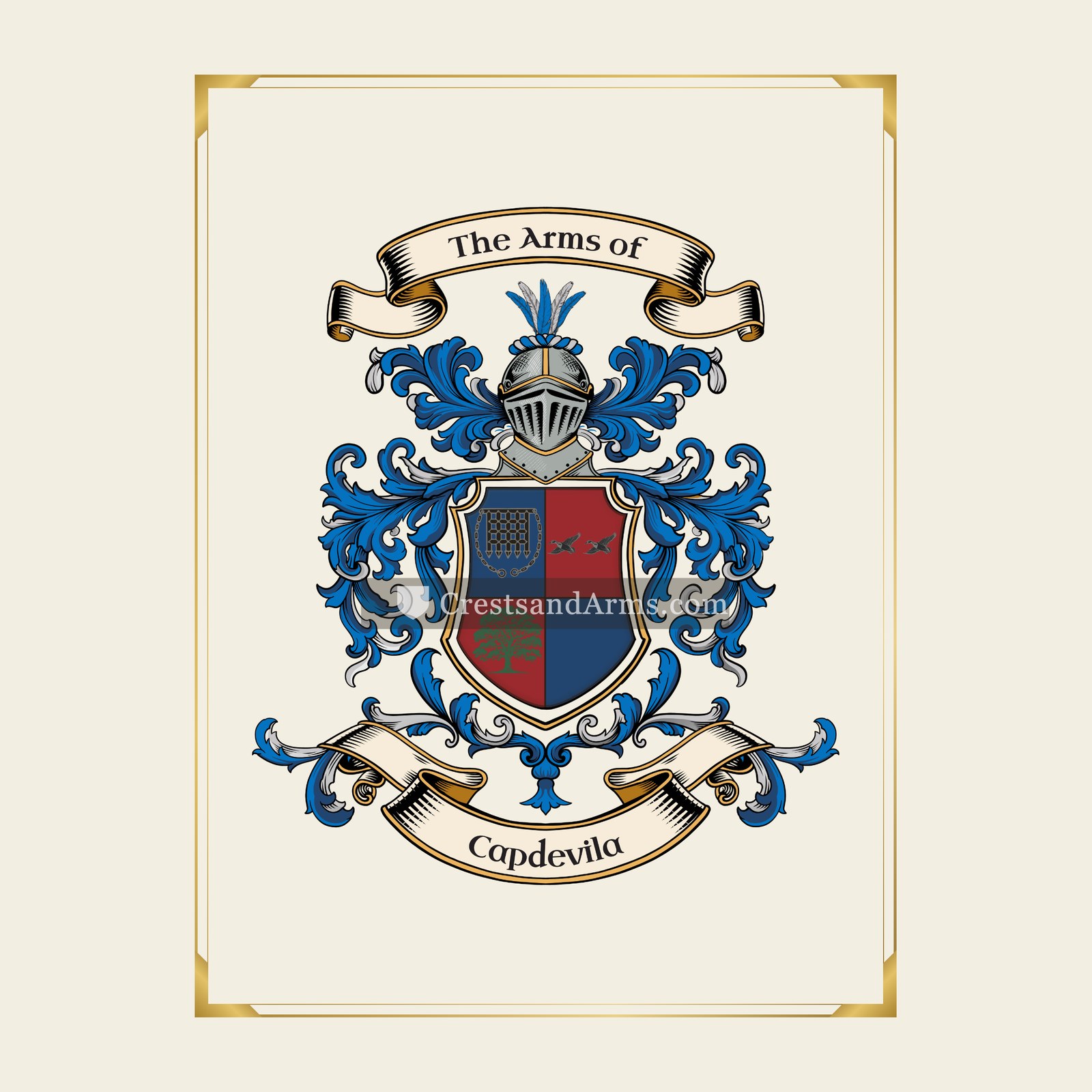With gold border