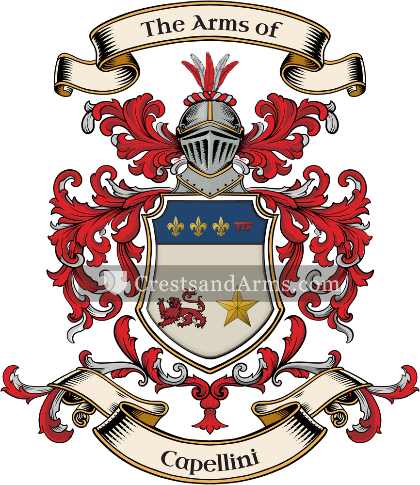 The Capellini coat of arms, drawn from the recorded blazon