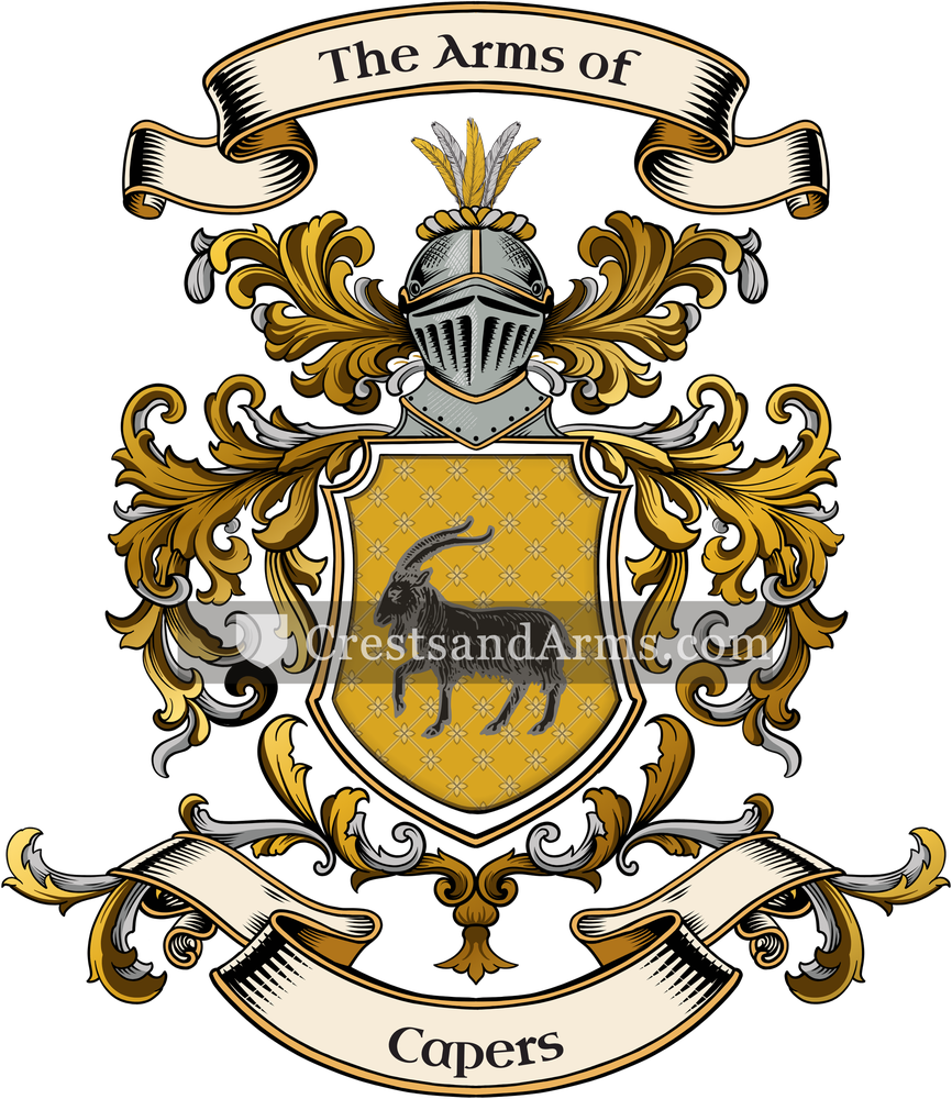 The Capers coat of arms, drawn from the recorded blazon