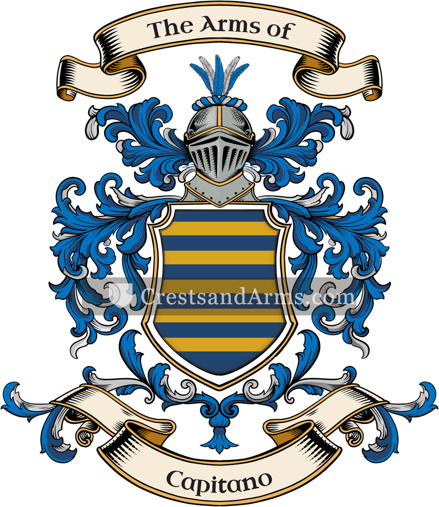 The Capitano coat of arms, drawn from the recorded blazon