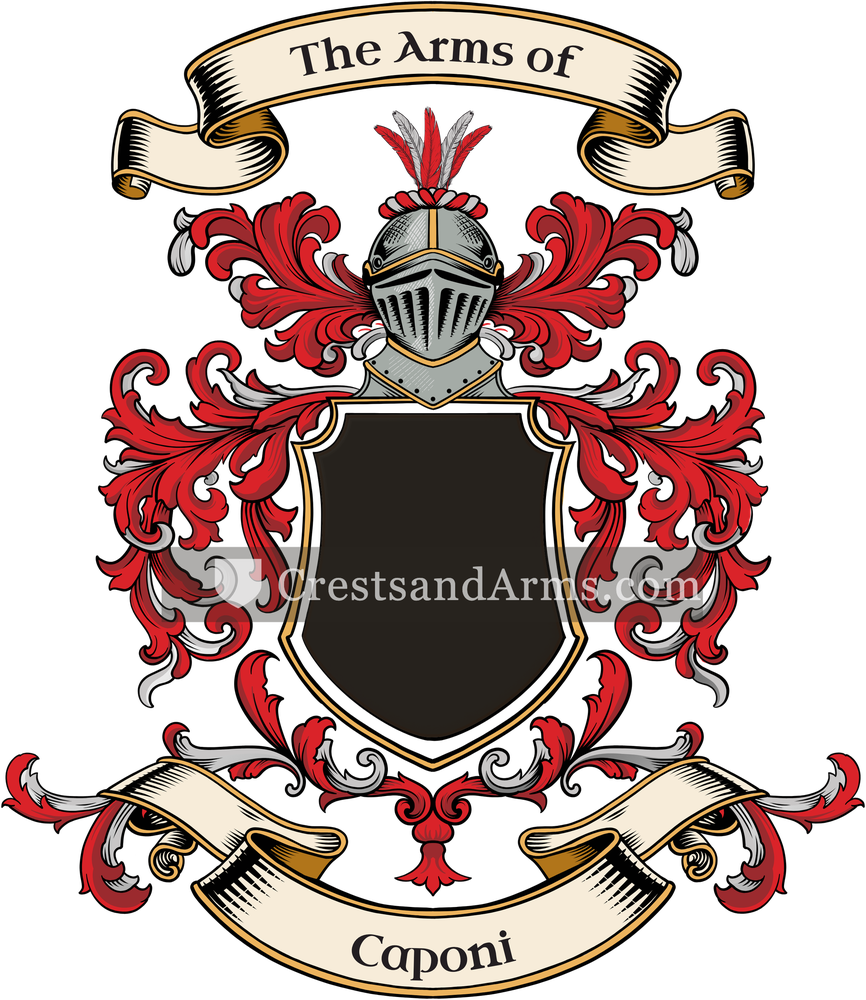The Caponi coat of arms, drawn from the recorded blazon